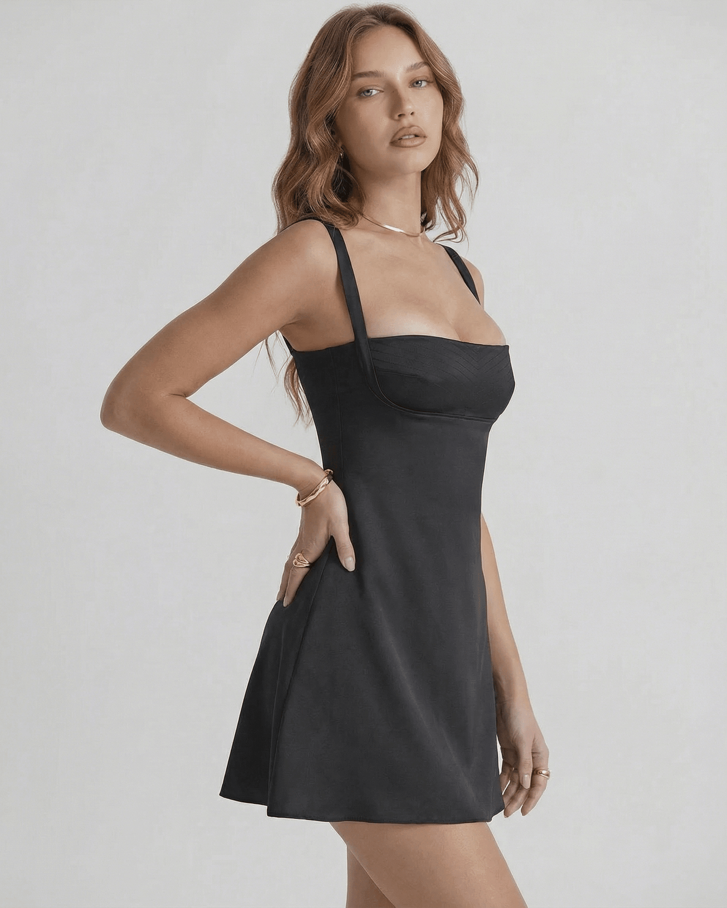 Cannes Mini Dress by Lauven, featuring sleek A-line silhouette and structured bust for a polished look.
