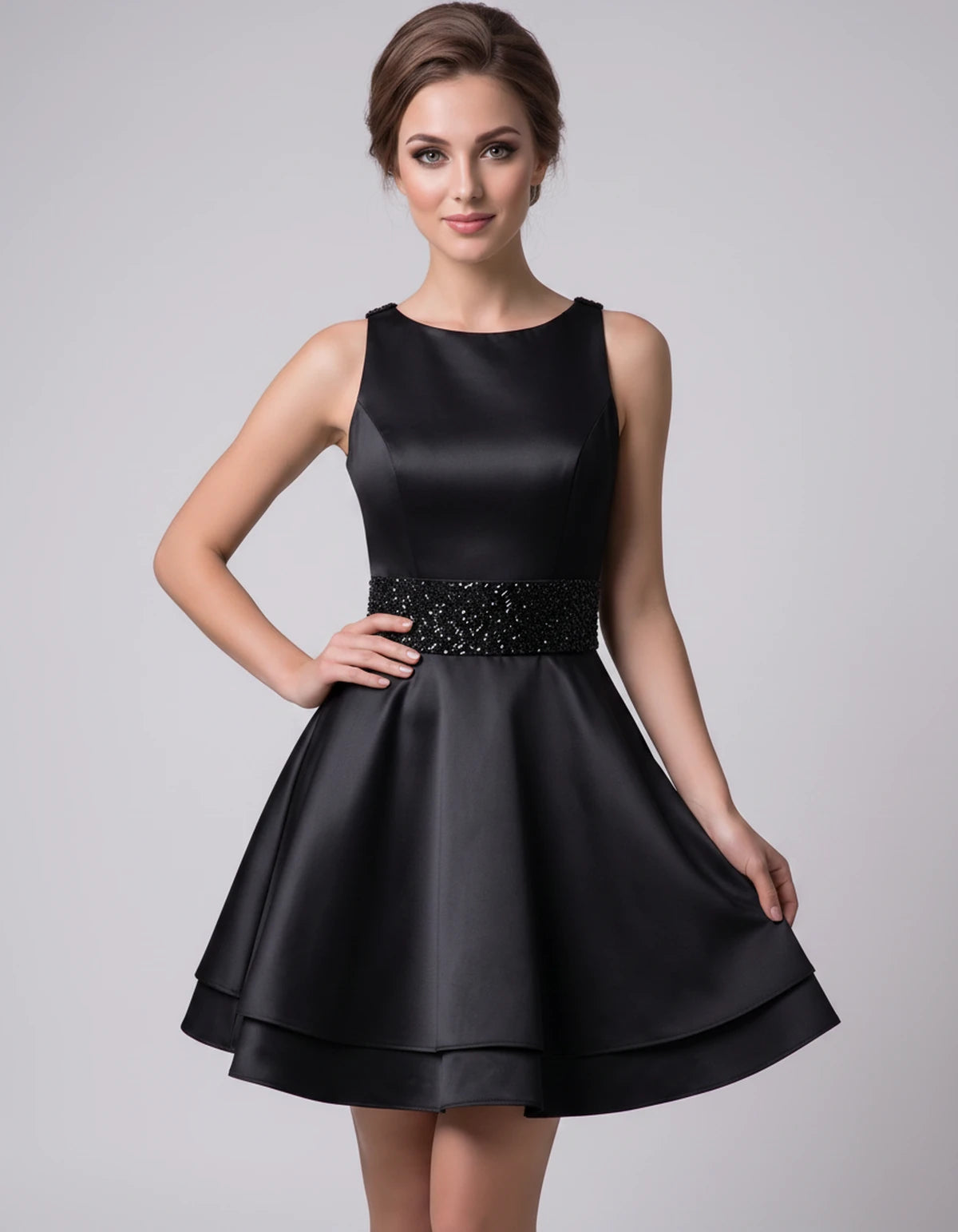 Caravelle Mini Dress — Black | SKU: SD-47782-black-2,SD-47782-black-4,SD-47782-black-6,SD-47782-black-8,SD-47782-black-10,SD-47782-black-12,SD-47782-black-14,SD-47782-black-14W,SD-47782-black-16,SD-47782-black-16W,SD-47782-black-18W,SD-47782-black-20W,SD-47782-black-22W,SD-47782-black-24W
