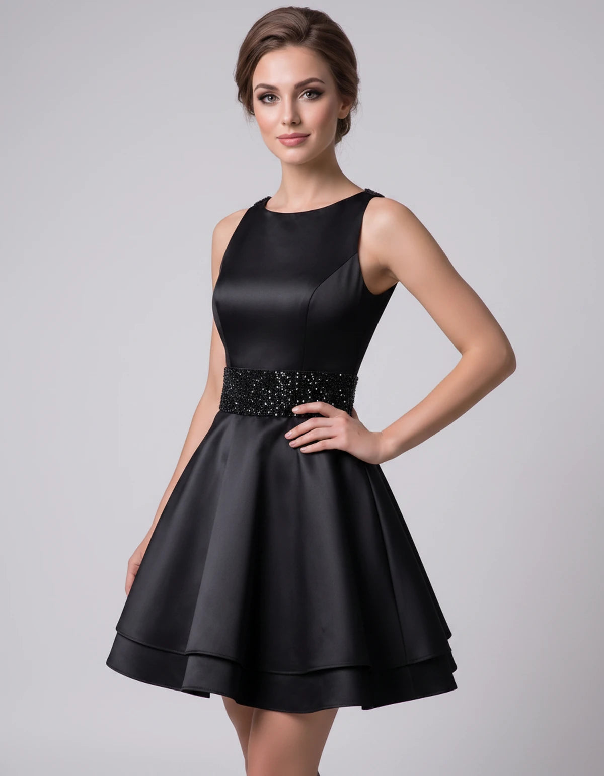 Caravelle Mini Dress — Black | SKU: SD-47782-black-2,SD-47782-black-4,SD-47782-black-6,SD-47782-black-8,SD-47782-black-10,SD-47782-black-12,SD-47782-black-14,SD-47782-black-14W,SD-47782-black-16,SD-47782-black-16W,SD-47782-black-18W,SD-47782-black-20W,SD-47782-black-22W,SD-47782-black-24W