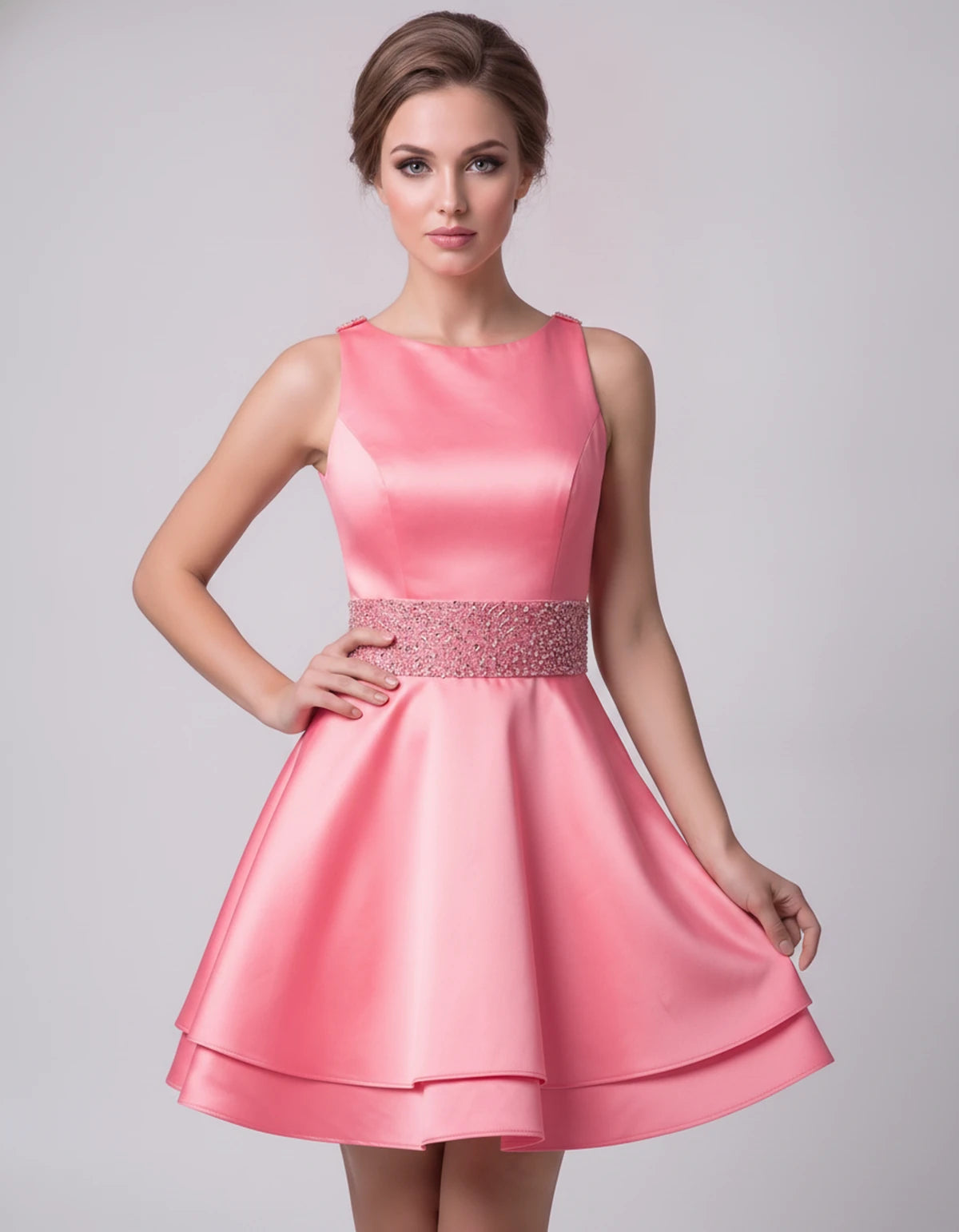 Caravelle Mini Dress — Coral | SKU: SD-47782-coral-2,SD-47782-coral-4,SD-47782-coral-6,SD-47782-coral-8,SD-47782-coral-10,SD-47782-coral-12,SD-47782-coral-14,SD-47782-coral-14W,SD-47782-coral-16,SD-47782-coral-16W,SD-47782-coral-18W,SD-47782-coral-20W,SD-47782-coral-22W,SD-47782-coral-24W