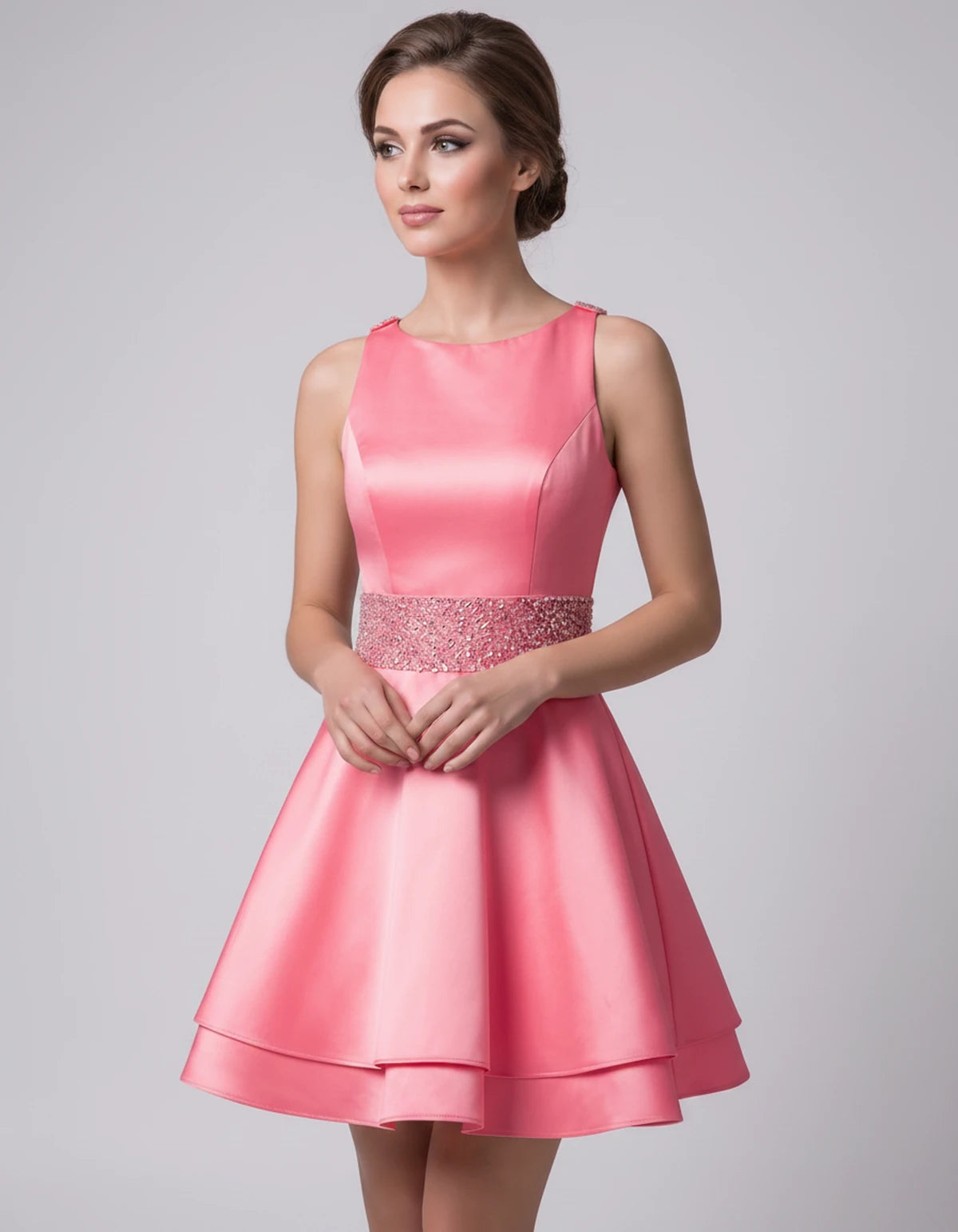 Caravelle Mini Dress — Coral | SKU: SD-47782-coral-2,SD-47782-coral-4,SD-47782-coral-6,SD-47782-coral-8,SD-47782-coral-10,SD-47782-coral-12,SD-47782-coral-14,SD-47782-coral-14W,SD-47782-coral-16,SD-47782-coral-16W,SD-47782-coral-18W,SD-47782-coral-20W,SD-47782-coral-22W,SD-47782-coral-24W
