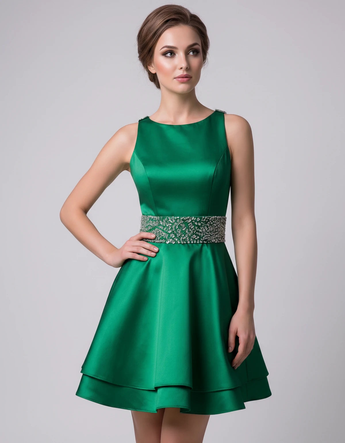 Caravelle Mini Dress — Green | SKU: SD-47782-green-2,SD-47782-green-4,SD-47782-green-6,SD-47782-green-8,SD-47782-green-10,SD-47782-green-12,SD-47782-green-14,SD-47782-green-14W,SD-47782-green-16,SD-47782-green-16W,SD-47782-green-18W,SD-47782-green-20W,SD-47782-green-22W,SD-47782-green-24W