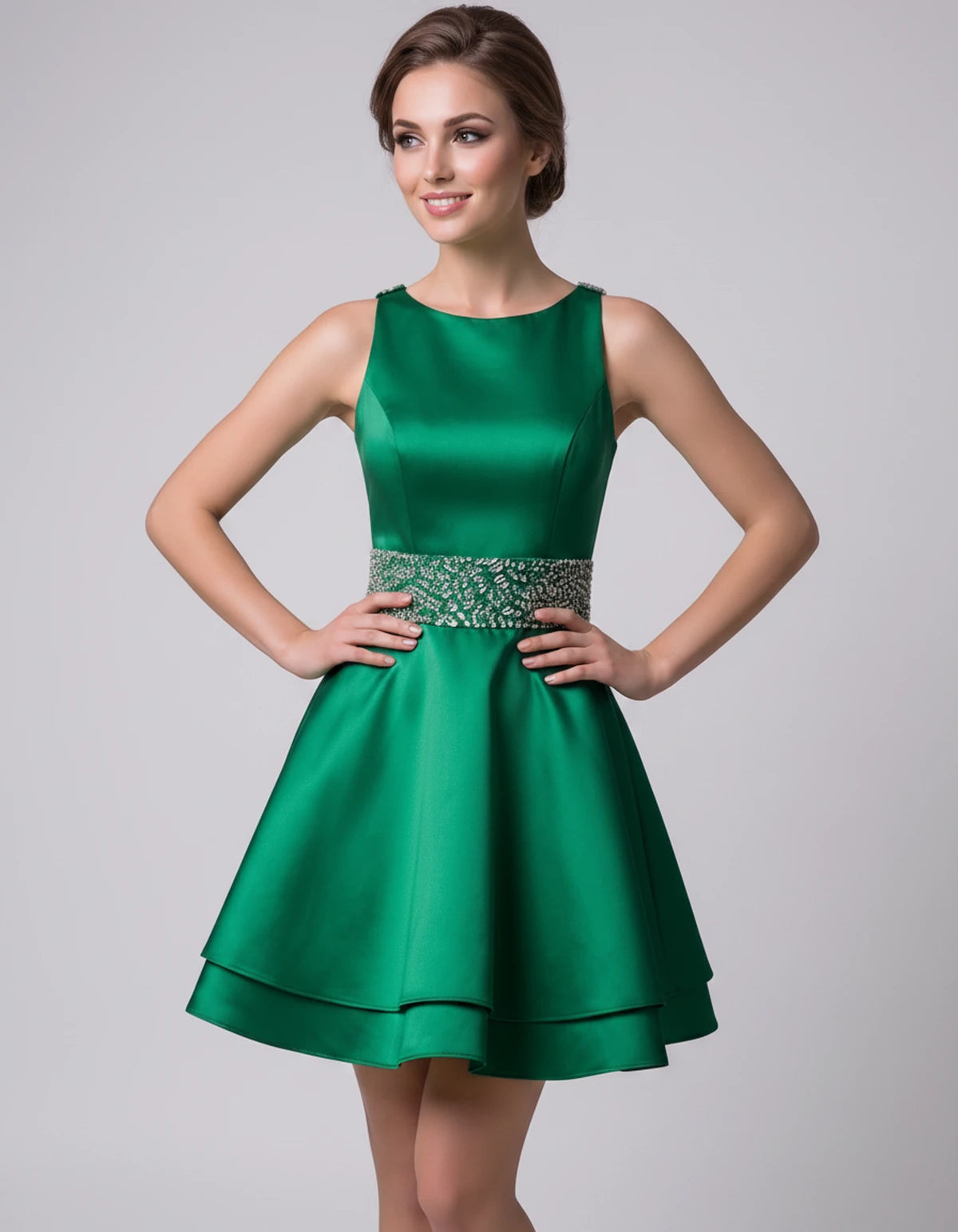 Caravelle Mini Dress — Green | SKU: SD-47782-green-2,SD-47782-green-4,SD-47782-green-6,SD-47782-green-8,SD-47782-green-10,SD-47782-green-12,SD-47782-green-14,SD-47782-green-14W,SD-47782-green-16,SD-47782-green-16W,SD-47782-green-18W,SD-47782-green-20W,SD-47782-green-22W,SD-47782-green-24W