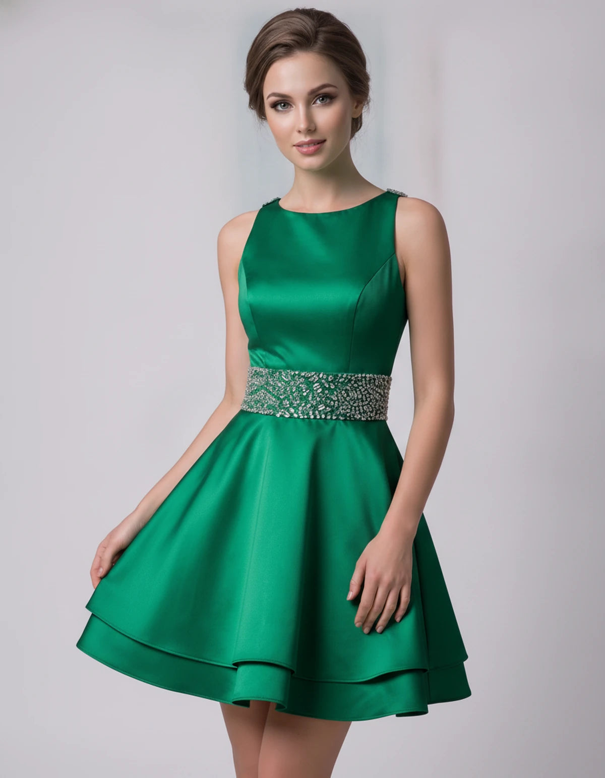 Caravelle Mini Dress — Green | SKU: SD-47782-green-2,SD-47782-green-4,SD-47782-green-6,SD-47782-green-8,SD-47782-green-10,SD-47782-green-12,SD-47782-green-14,SD-47782-green-14W,SD-47782-green-16,SD-47782-green-16W,SD-47782-green-18W,SD-47782-green-20W,SD-47782-green-22W,SD-47782-green-24W
