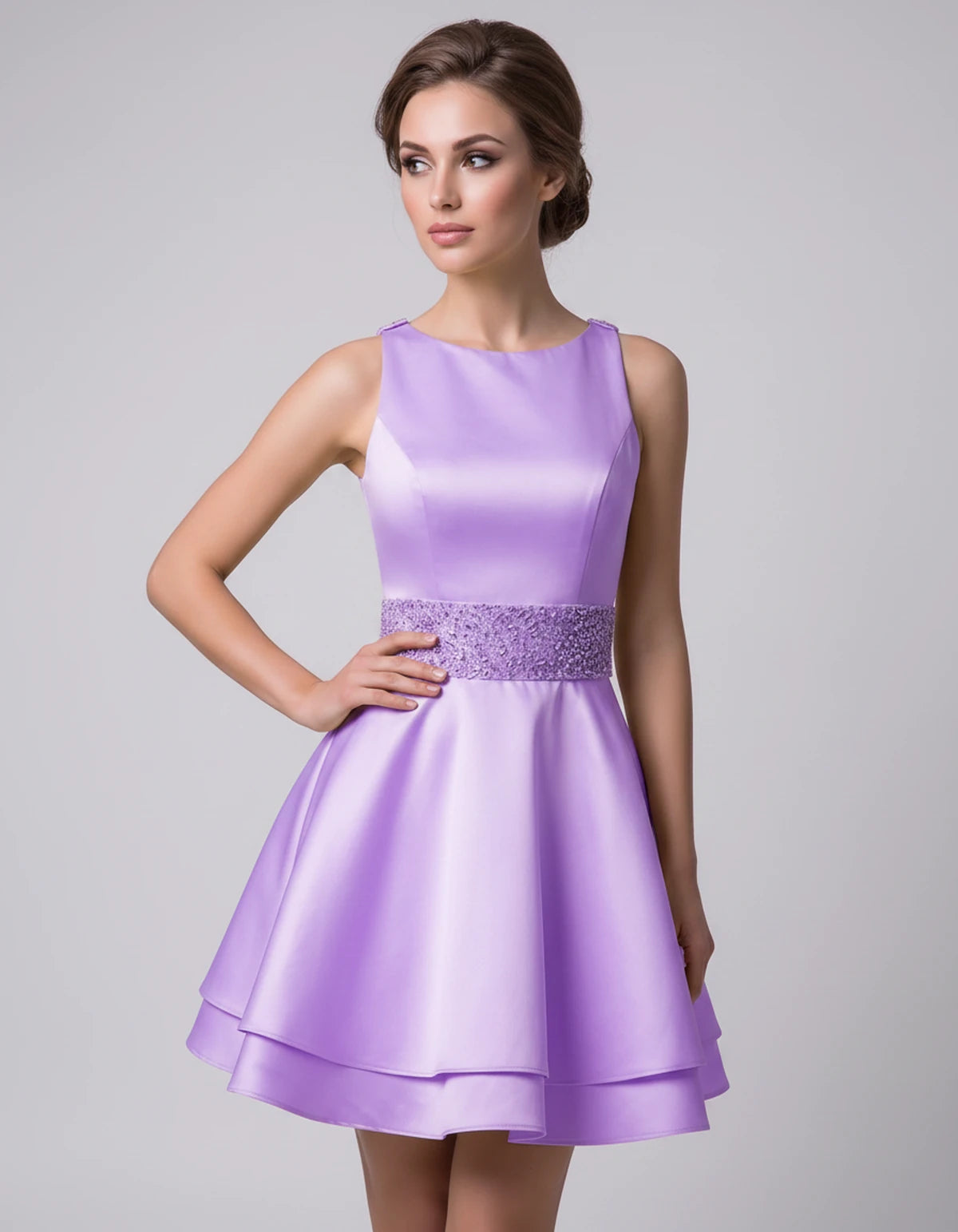 Caravelle Mini Dress — Lavender | SKU: SD-47782-lavender-2,SD-47782-lavender-4,SD-47782-lavender-6,SD-47782-lavender-8,SD-47782-lavender-10,SD-47782-lavender-12,SD-47782-lavender-14,SD-47782-lavender-14W,SD-47782-lavender-16,SD-47782-lavender-16W,SD-47782-lavender-18W,SD-47782-lavender-20W,SD-47782-lavender-22W,SD-47782-lavender-24W