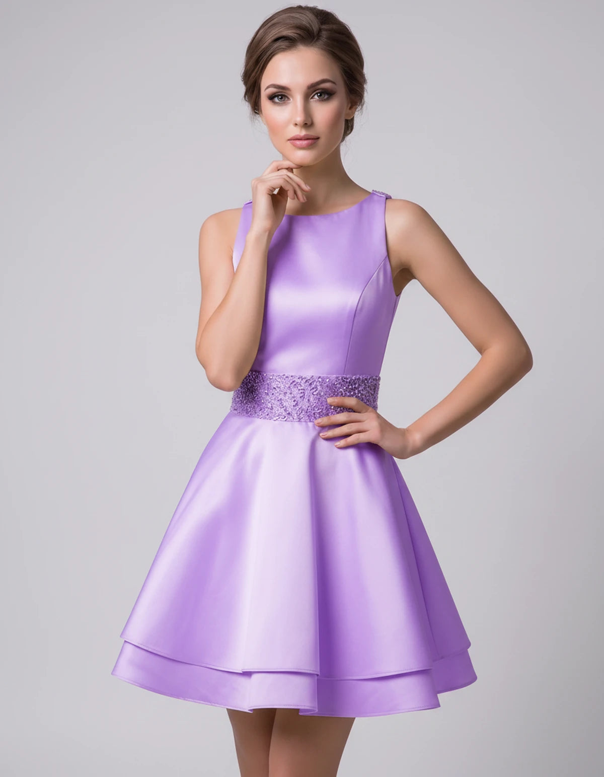 Caravelle Mini Dress — Lavender | SKU: SD-47782-lavender-2,SD-47782-lavender-4,SD-47782-lavender-6,SD-47782-lavender-8,SD-47782-lavender-10,SD-47782-lavender-12,SD-47782-lavender-14,SD-47782-lavender-14W,SD-47782-lavender-16,SD-47782-lavender-16W,SD-47782-lavender-18W,SD-47782-lavender-20W,SD-47782-lavender-22W,SD-47782-lavender-24W
