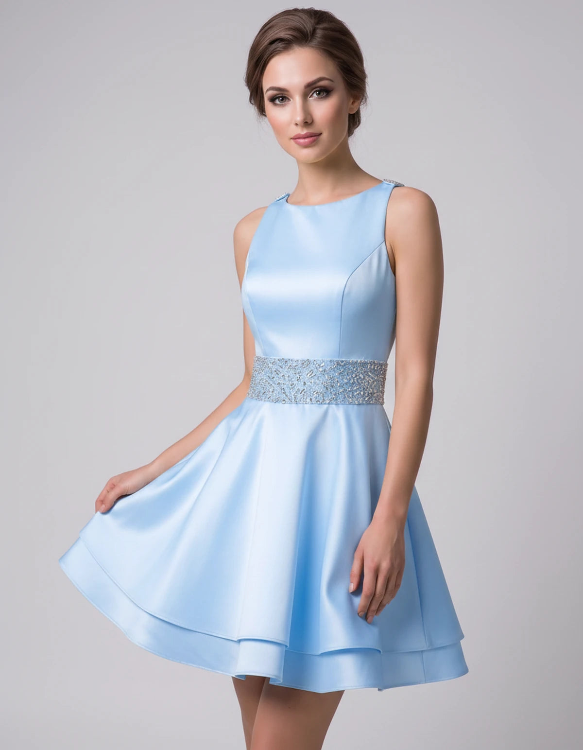 Caravelle Mini Dress — Light Blue | SKU: SD-47782-lightblue-2,SD-47782-lightblue-4,SD-47782-lightblue-6,SD-47782-lightblue-8,SD-47782-lightblue-10,SD-47782-lightblue-12,SD-47782-lightblue-14,SD-47782-lightblue-14W,SD-47782-lightblue-16,SD-47782-lightblue-16W,SD-47782-lightblue-18W,SD-47782-lightblue-20W,SD-47782-lightblue-22W,SD-47782-lightblue-24W