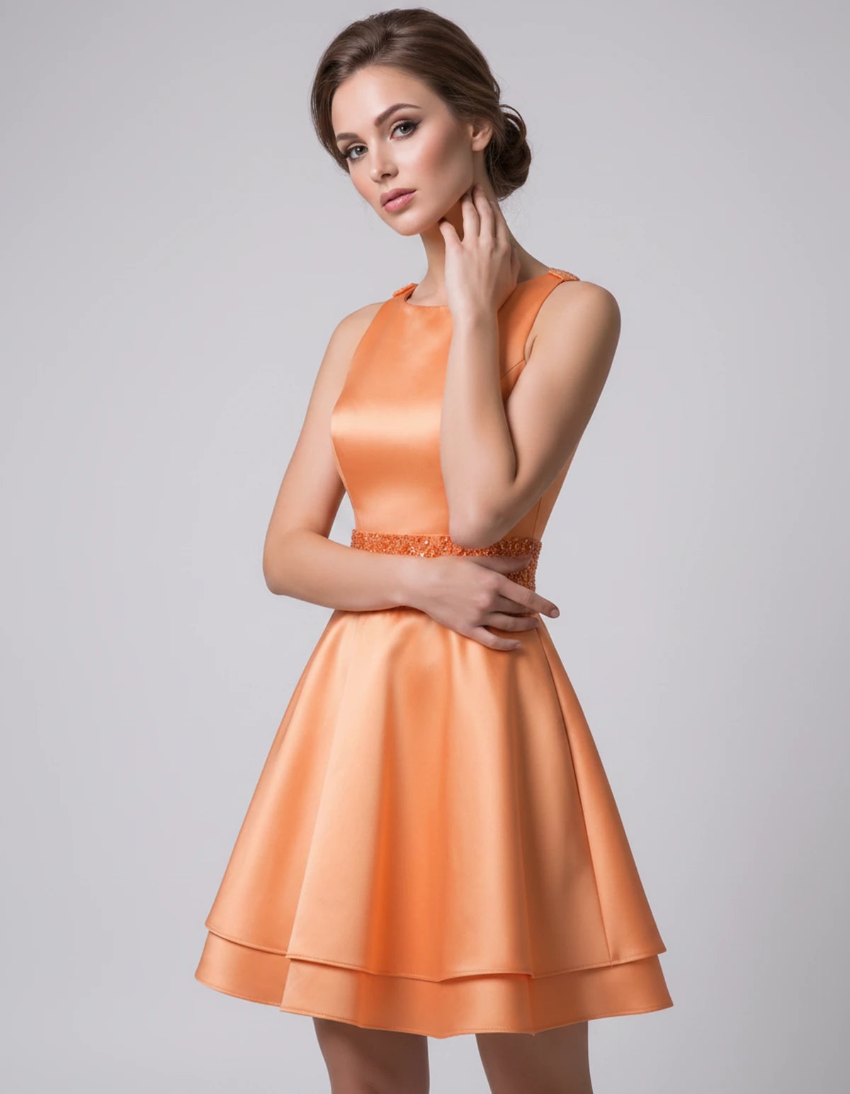 Caravelle Mini Dress — Orange | SKU: SD-47782-orange-2,SD-47782-orange-4,SD-47782-orange-6,SD-47782-orange-8,SD-47782-orange-10,SD-47782-orange-12,SD-47782-orange-14,SD-47782-orange-14W,SD-47782-orange-16,SD-47782-orange-16W,SD-47782-orange-18W,SD-47782-orange-20W,SD-47782-orange-22W,SD-47782-orange-24W