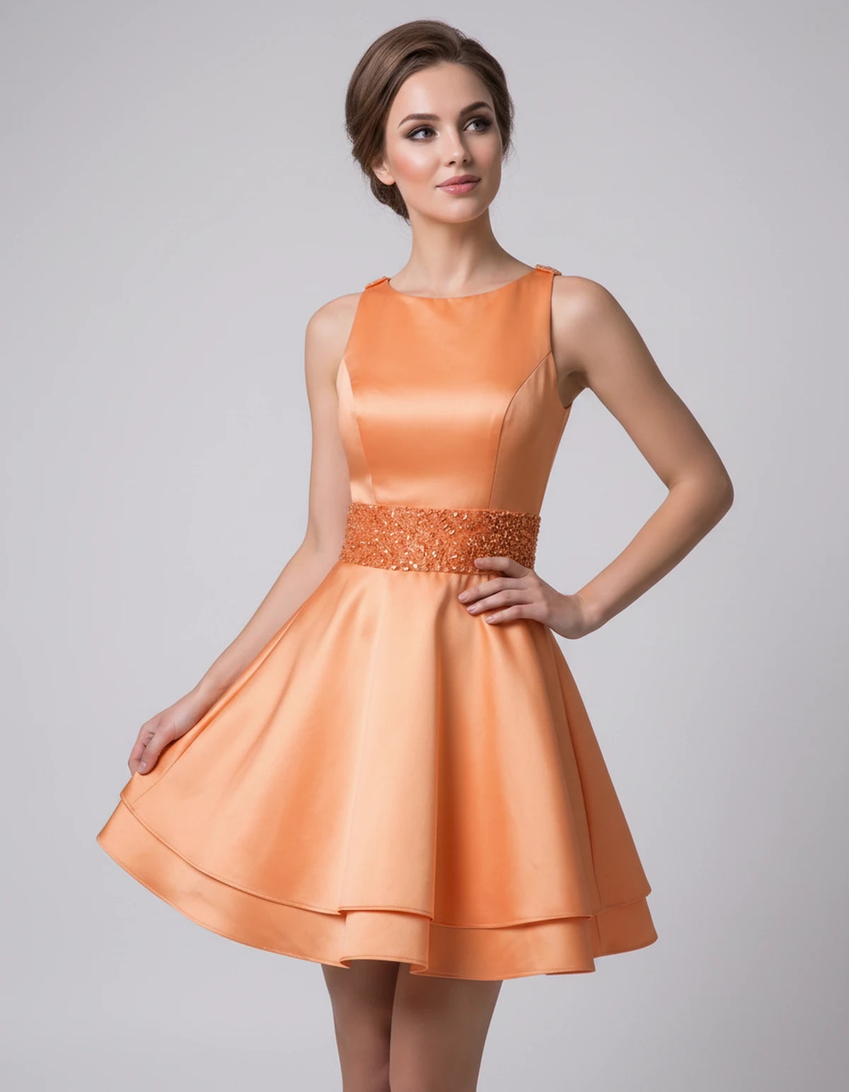 Caravelle Mini Dress — Orange | SKU: SD-47782-orange-2,SD-47782-orange-4,SD-47782-orange-6,SD-47782-orange-8,SD-47782-orange-10,SD-47782-orange-12,SD-47782-orange-14,SD-47782-orange-14W,SD-47782-orange-16,SD-47782-orange-16W,SD-47782-orange-18W,SD-47782-orange-20W,SD-47782-orange-22W,SD-47782-orange-24W
