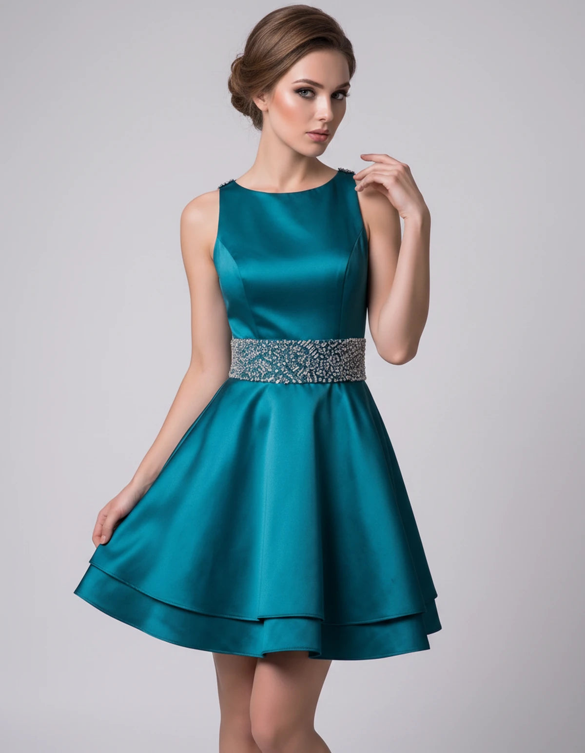 Caravelle Mini Dress — Teal | SKU: SD-47782-teal-2,SD-47782-teal-4,SD-47782-teal-6,SD-47782-teal-8,SD-47782-teal-10,SD-47782-teal-12,SD-47782-teal-14,SD-47782-teal-14W,SD-47782-teal-16,SD-47782-teal-16W,SD-47782-teal-18W,SD-47782-teal-20W,SD-47782-teal-22W,SD-47782-teal-24W