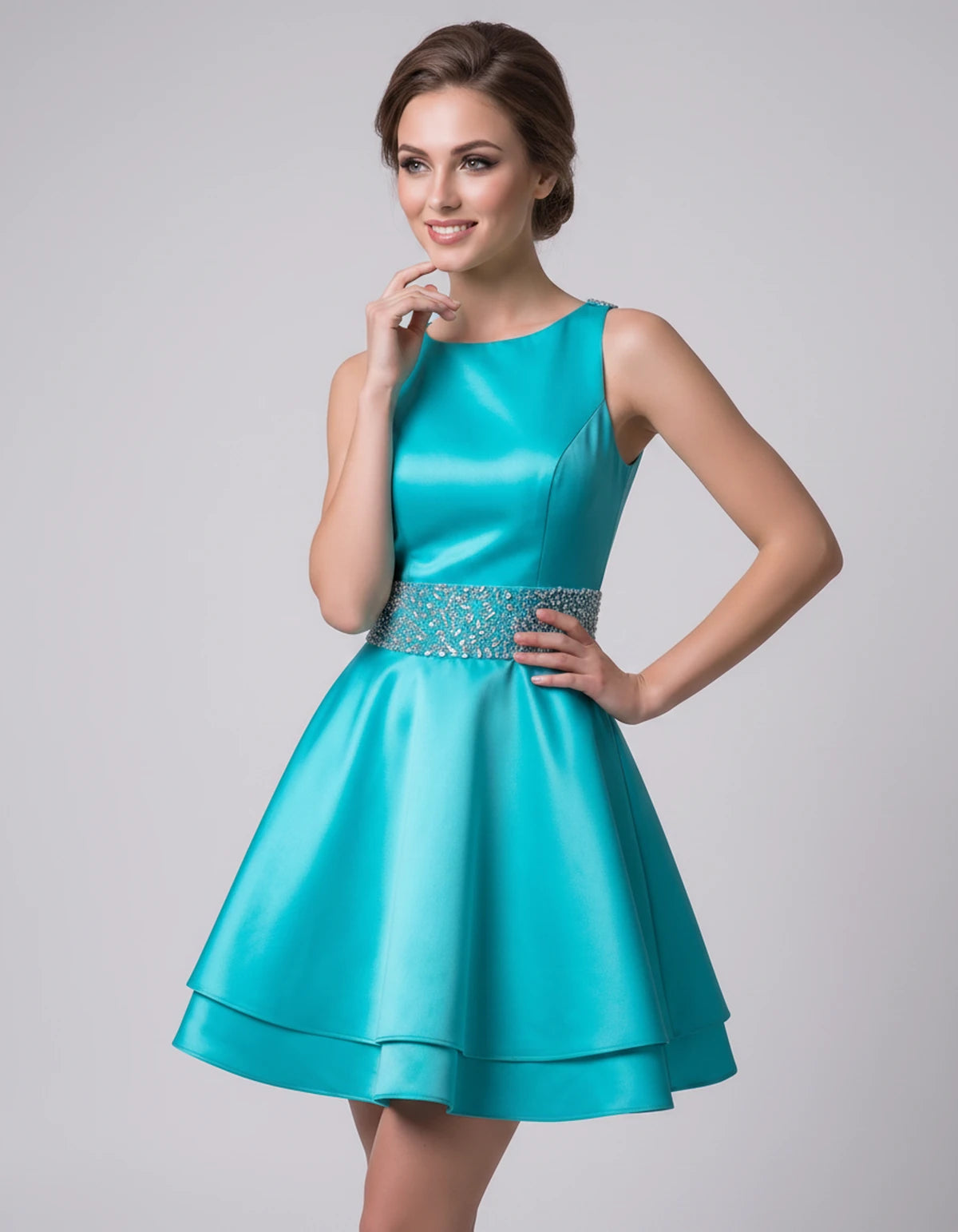 Caravelle Mini Dress — Turquoise | SKU: SD-47782-turquoise-2,SD-47782-turquoise-4,SD-47782-turquoise-6,SD-47782-turquoise-8,SD-47782-turquoise-10,SD-47782-turquoise-12,SD-47782-turquoise-14,SD-47782-turquoise-14W,SD-47782-turquoise-16,SD-47782-turquoise-16W,SD-47782-turquoise-18W,SD-47782-turquoise-20W,SD-47782-turquoise-22W,SD-47782-turquoise-24W