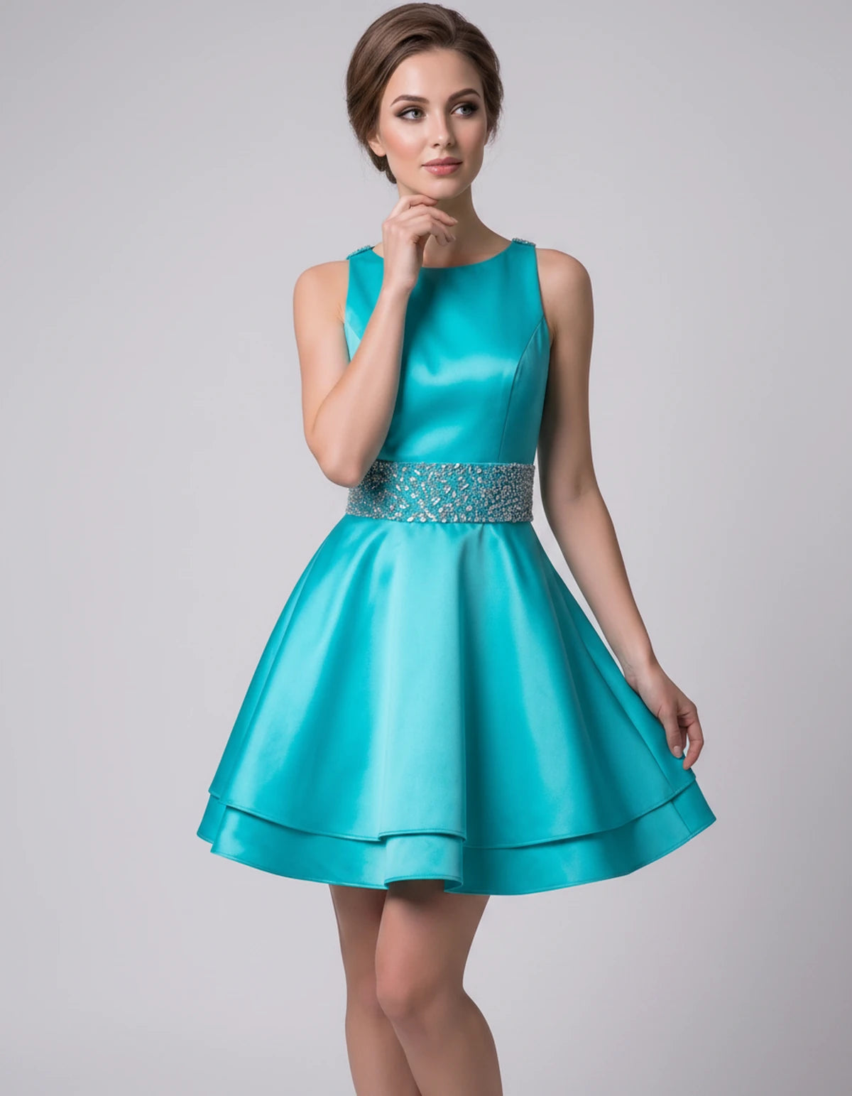 Caravelle Mini Dress — Turquoise | SKU: SD-47782-turquoise-2,SD-47782-turquoise-4,SD-47782-turquoise-6,SD-47782-turquoise-8,SD-47782-turquoise-10,SD-47782-turquoise-12,SD-47782-turquoise-14,SD-47782-turquoise-14W,SD-47782-turquoise-16,SD-47782-turquoise-16W,SD-47782-turquoise-18W,SD-47782-turquoise-20W,SD-47782-turquoise-22W,SD-47782-turquoise-24W