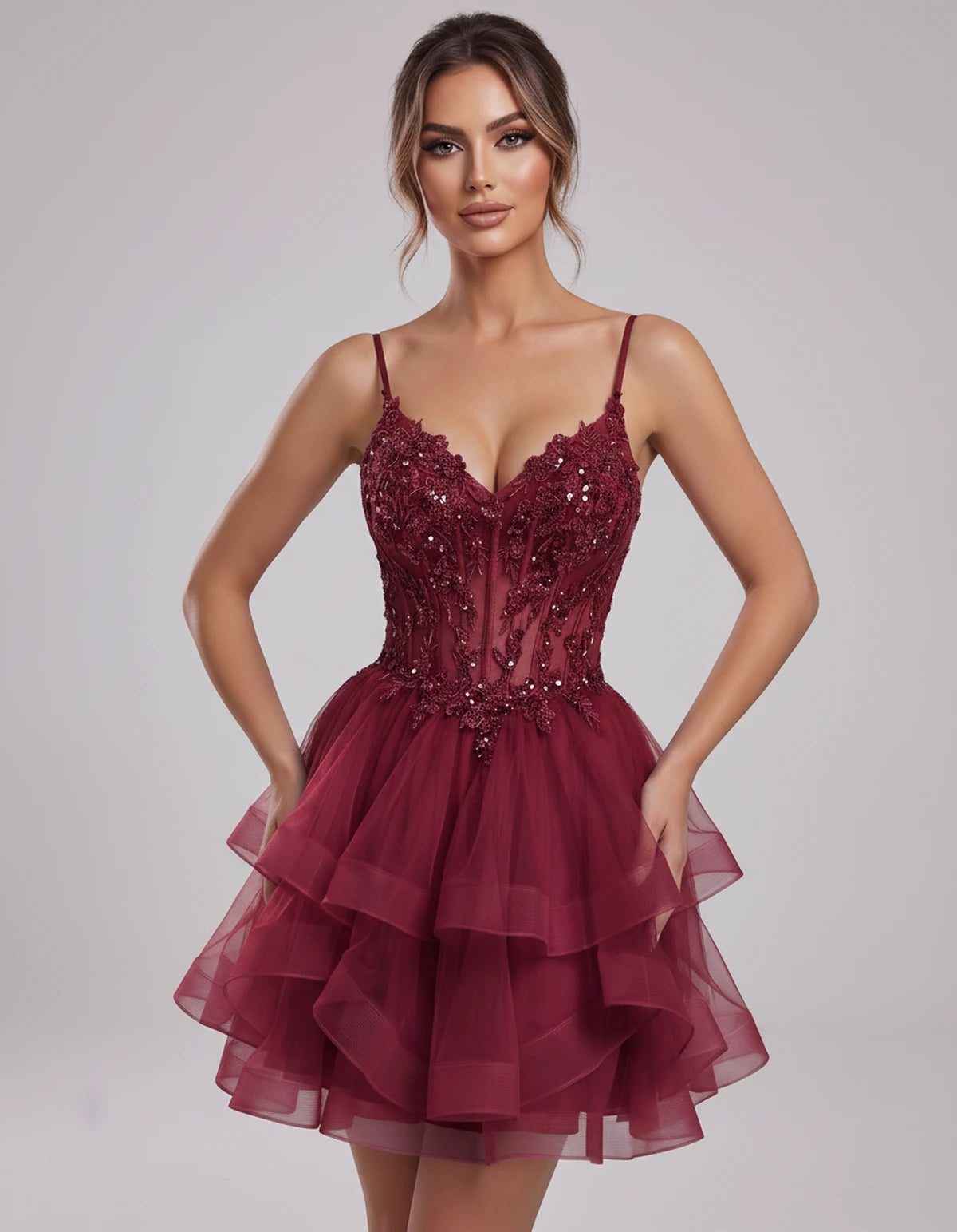 Carmela Mini Dress — Burgundy | SKU: SD-66563-burgundy-2,SD-66563-burgundy-4,SD-66563-burgundy-6,SD-66563-burgundy-8,SD-66563-burgundy-10,SD-66563-burgundy-12,SD-66563-burgundy-14,SD-66563-burgundy-14W,SD-66563-burgundy-16,SD-66563-burgundy-16W,SD-66563-burgundy-18W,SD-66563-burgundy-20W,SD-66563-burgundy-22W,SD-66563-burgundy-24W
