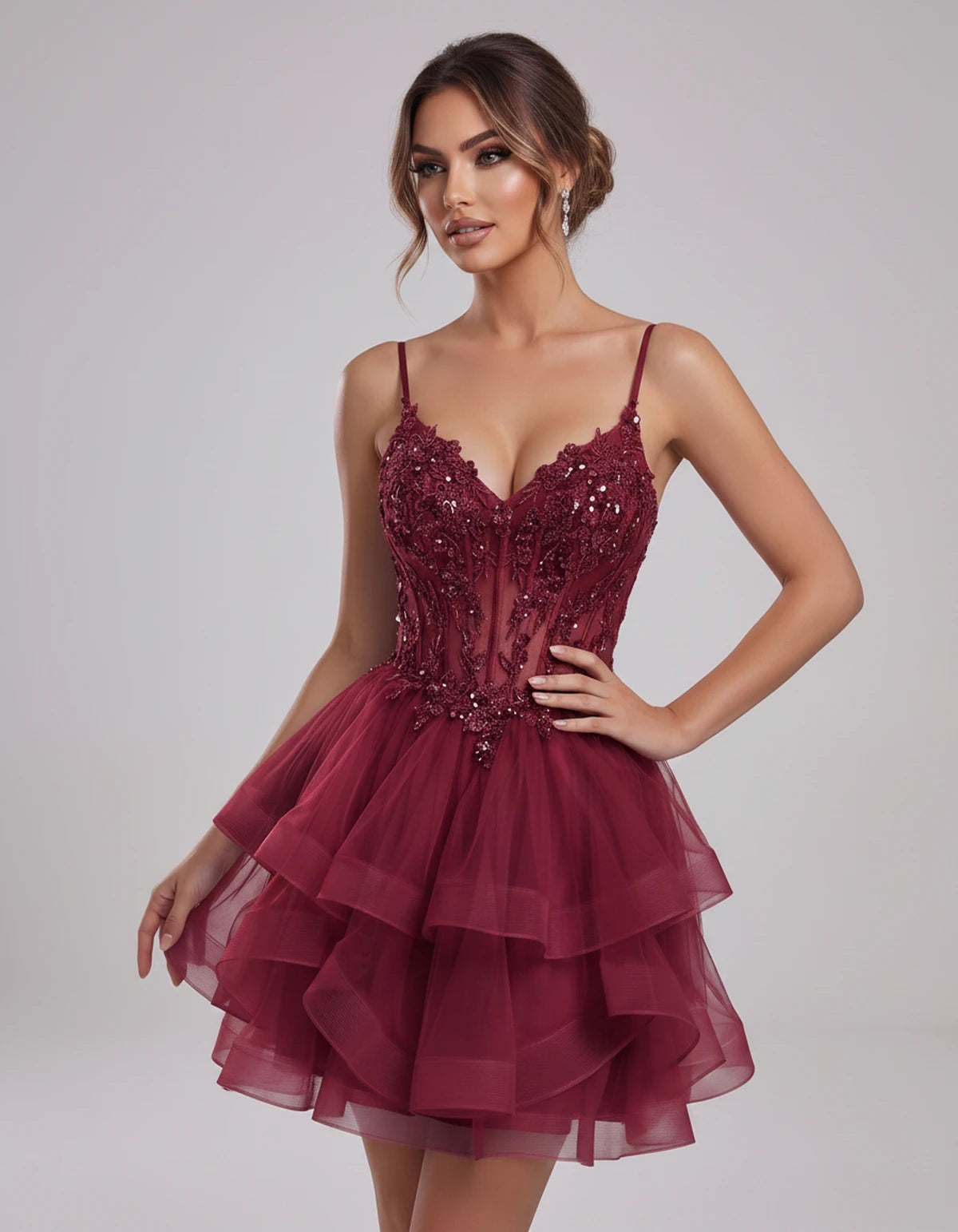 Carmela Mini Dress — Burgundy | SKU: SD-66563-burgundy-2,SD-66563-burgundy-4,SD-66563-burgundy-6,SD-66563-burgundy-8,SD-66563-burgundy-10,SD-66563-burgundy-12,SD-66563-burgundy-14,SD-66563-burgundy-14W,SD-66563-burgundy-16,SD-66563-burgundy-16W,SD-66563-burgundy-18W,SD-66563-burgundy-20W,SD-66563-burgundy-22W,SD-66563-burgundy-24W