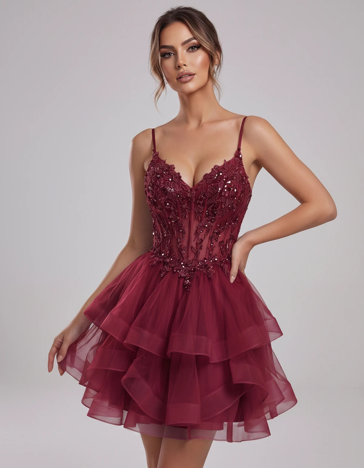 Carmela Mini Dress — Burgundy | SKU: SD-66563-burgundy-2,SD-66563-burgundy-4,SD-66563-burgundy-6,SD-66563-burgundy-8,SD-66563-burgundy-10,SD-66563-burgundy-12,SD-66563-burgundy-14,SD-66563-burgundy-14W,SD-66563-burgundy-16,SD-66563-burgundy-16W,SD-66563-burgundy-18W,SD-66563-burgundy-20W,SD-66563-burgundy-22W,SD-66563-burgundy-24W