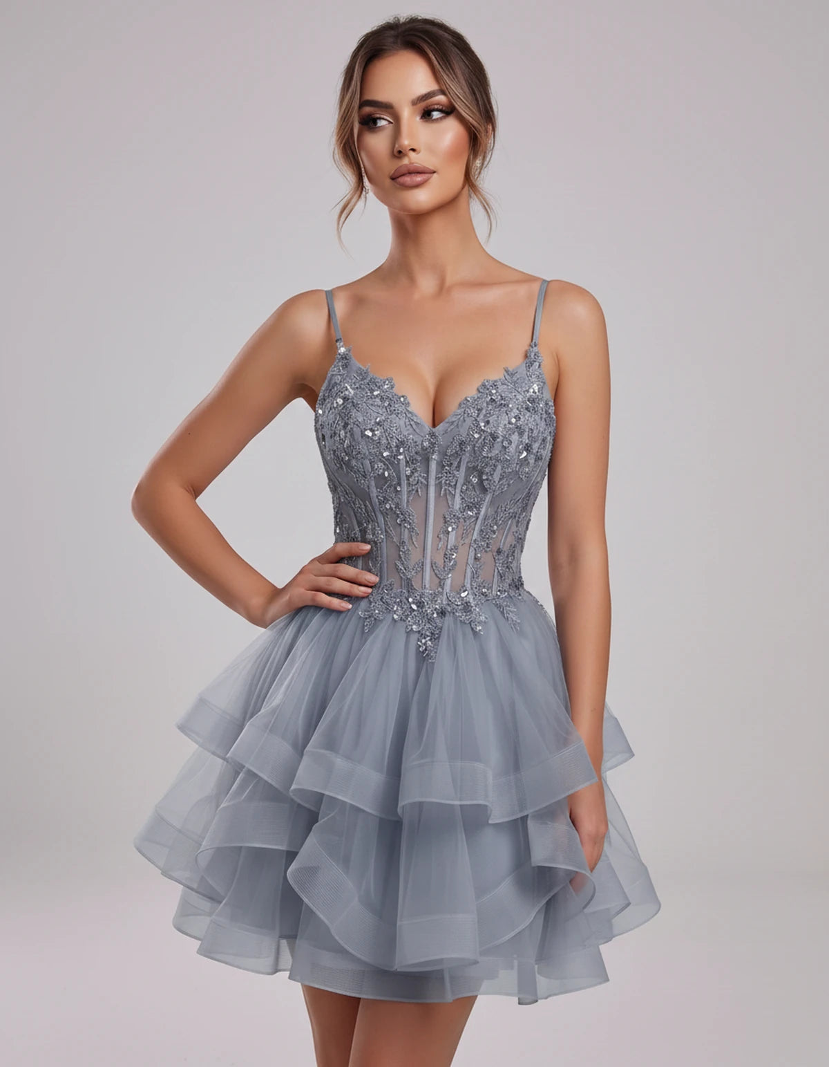Carmela Mini Dress — Dusty Blue | SKU: SD-66563-dustyblue-2,SD-66563-dustyblue-4,SD-66563-dustyblue-6,SD-66563-dustyblue-8,SD-66563-dustyblue-10,SD-66563-dustyblue-12,SD-66563-dustyblue-14,SD-66563-dustyblue-14W,SD-66563-dustyblue-16,SD-66563-dustyblue-16W,SD-66563-dustyblue-18W,SD-66563-dustyblue-20W,SD-66563-dustyblue-22W,SD-66563-dustyblue-24W