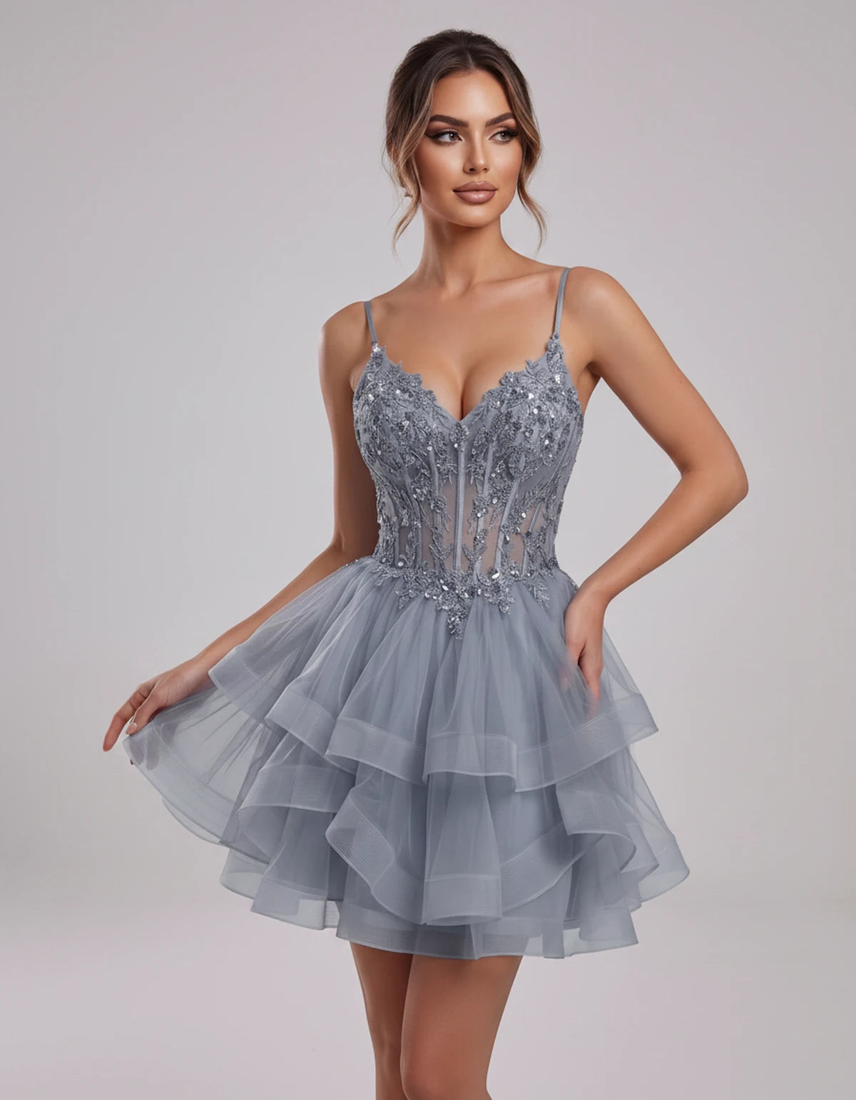 Carmela Mini Dress — Dusty Blue | SKU: SD-66563-dustyblue-2,SD-66563-dustyblue-4,SD-66563-dustyblue-6,SD-66563-dustyblue-8,SD-66563-dustyblue-10,SD-66563-dustyblue-12,SD-66563-dustyblue-14,SD-66563-dustyblue-14W,SD-66563-dustyblue-16,SD-66563-dustyblue-16W,SD-66563-dustyblue-18W,SD-66563-dustyblue-20W,SD-66563-dustyblue-22W,SD-66563-dustyblue-24W