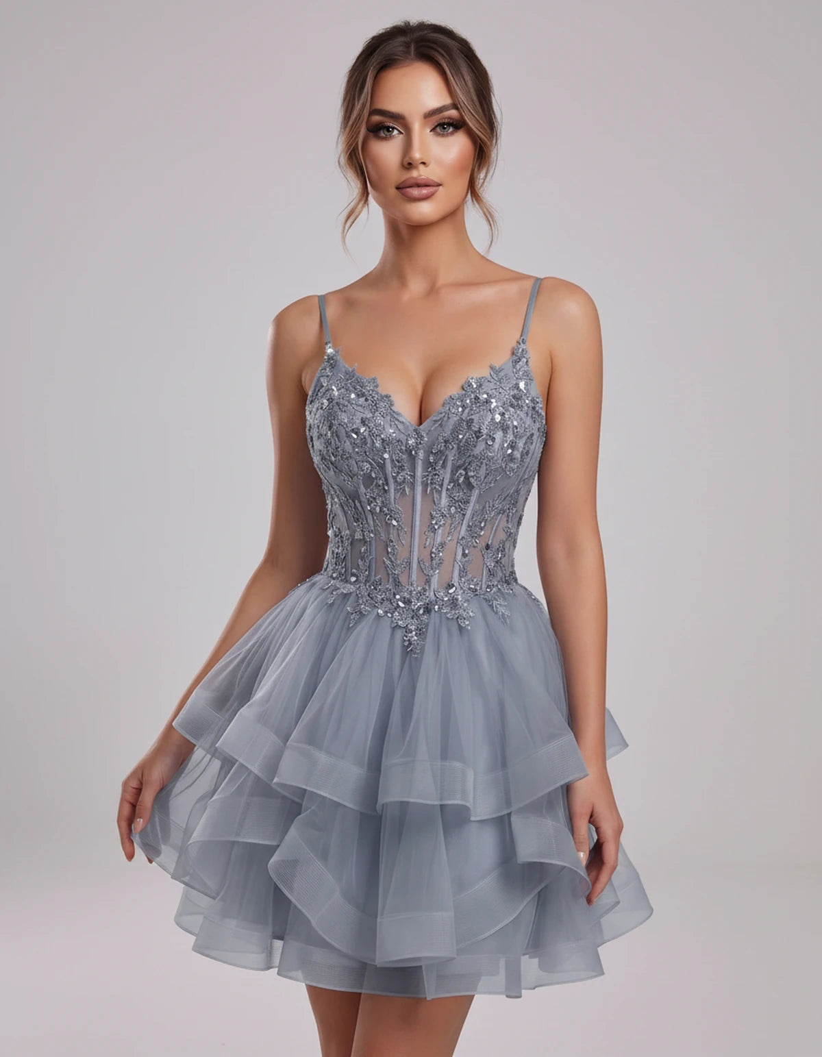 Carmela Mini Dress — Dusty Blue | SKU: SD-66563-dustyblue-2,SD-66563-dustyblue-4,SD-66563-dustyblue-6,SD-66563-dustyblue-8,SD-66563-dustyblue-10,SD-66563-dustyblue-12,SD-66563-dustyblue-14,SD-66563-dustyblue-14W,SD-66563-dustyblue-16,SD-66563-dustyblue-16W,SD-66563-dustyblue-18W,SD-66563-dustyblue-20W,SD-66563-dustyblue-22W,SD-66563-dustyblue-24W