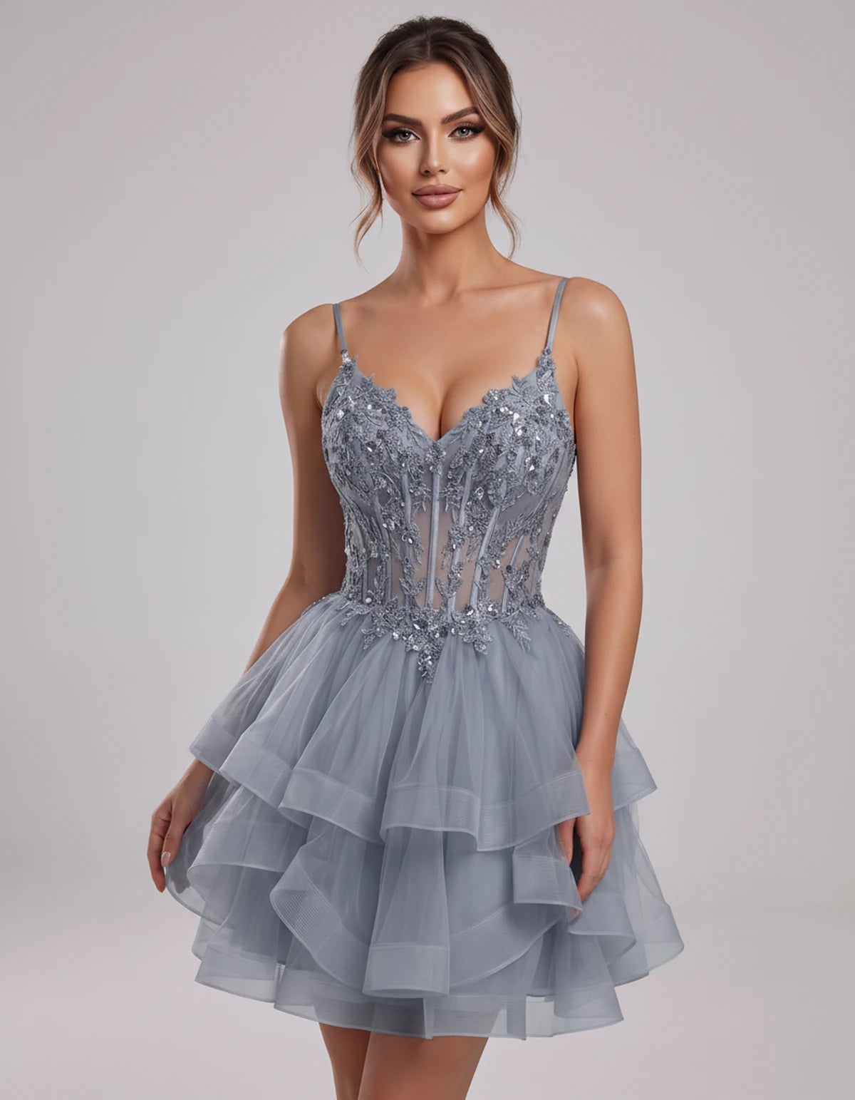 Carmela Mini Dress — Dusty Blue | SKU: SD-66563-dustyblue-2,SD-66563-dustyblue-4,SD-66563-dustyblue-6,SD-66563-dustyblue-8,SD-66563-dustyblue-10,SD-66563-dustyblue-12,SD-66563-dustyblue-14,SD-66563-dustyblue-14W,SD-66563-dustyblue-16,SD-66563-dustyblue-16W,SD-66563-dustyblue-18W,SD-66563-dustyblue-20W,SD-66563-dustyblue-22W,SD-66563-dustyblue-24W