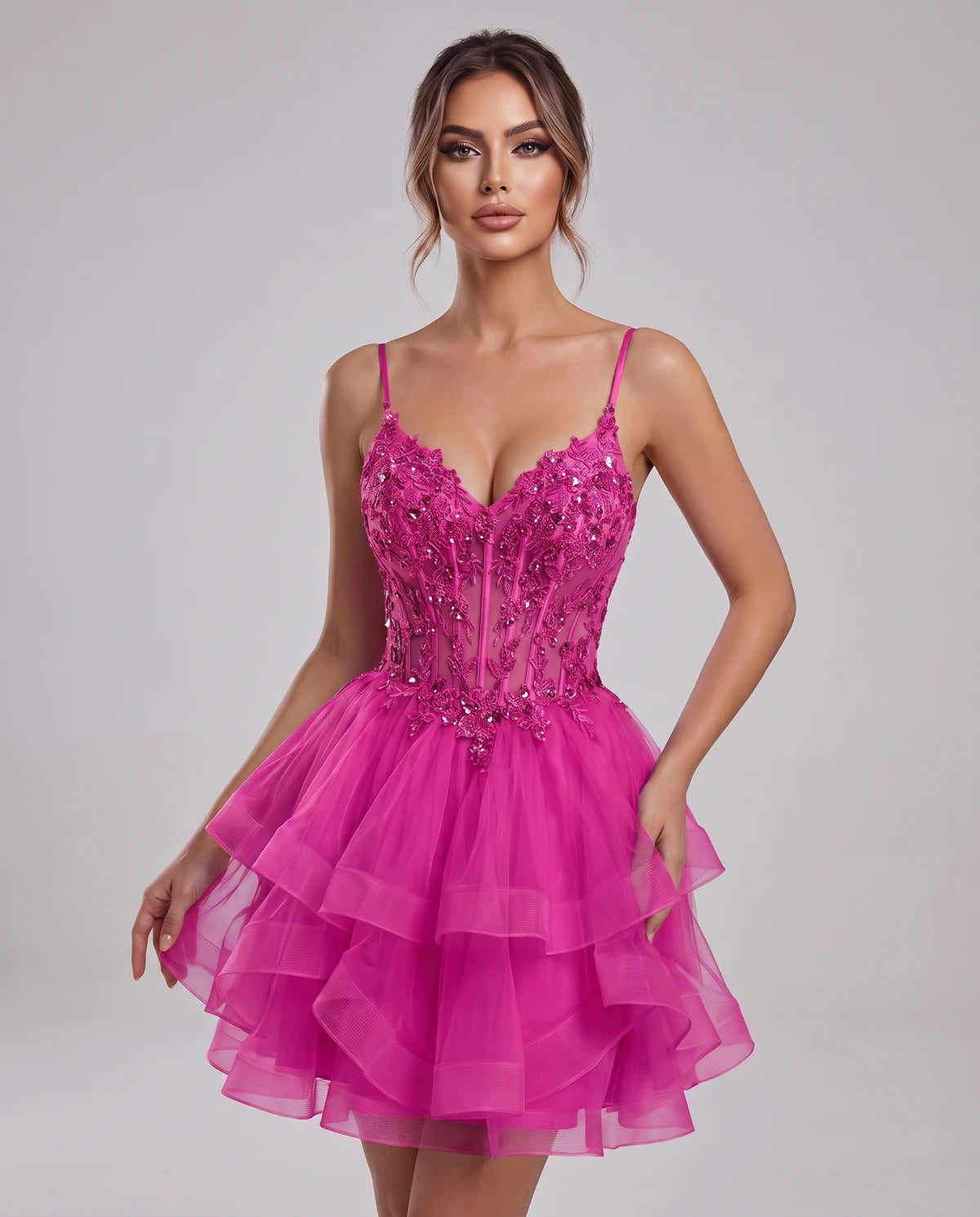 Carmela Mini Dress — Fuchsia