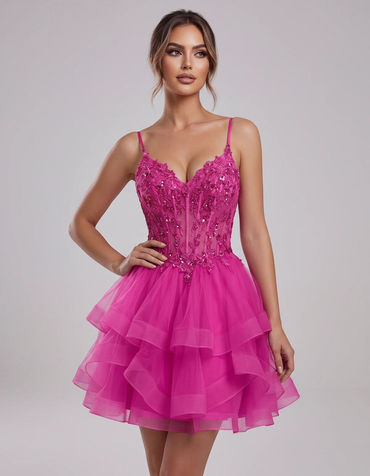 Carmela Mini Dress — Fuchsia | SKU: SD-66563-fuchsia-2,SD-66563-fuchsia-4,SD-66563-fuchsia-6,SD-66563-fuchsia-8,SD-66563-fuchsia-10,SD-66563-fuchsia-12,SD-66563-fuchsia-14,SD-66563-fuchsia-14W,SD-66563-fuchsia-16,SD-66563-fuchsia-16W,SD-66563-fuchsia-18W,SD-66563-fuchsia-20W,SD-66563-fuchsia-22W,SD-66563-fuchsia-24W