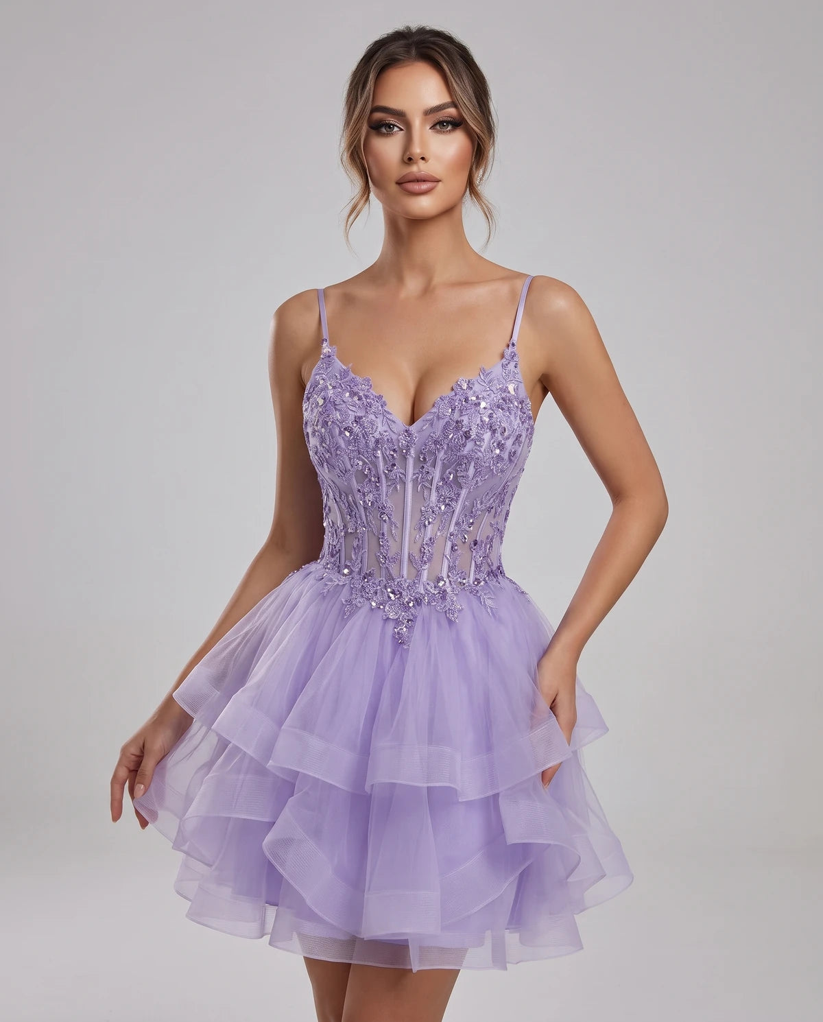 Carmela Mini Dress — Lavender