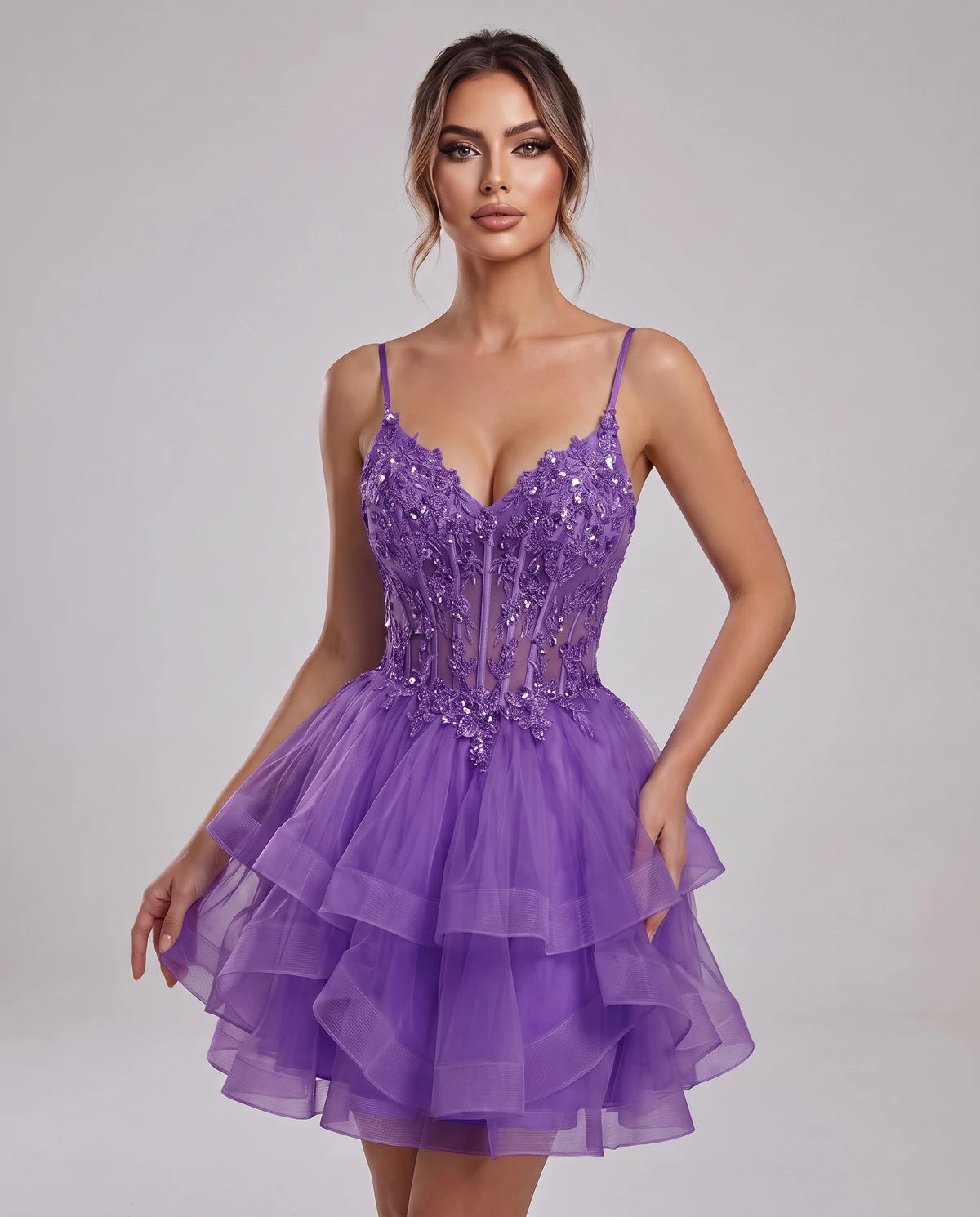 Carmela Mini Dress — Lilac