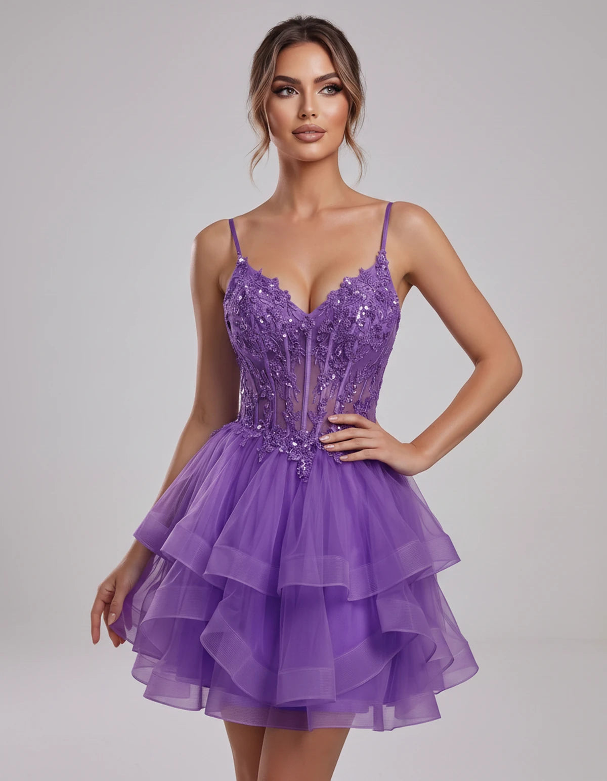 Carmela Mini Dress — Lilac | SKU: SD-66563-lilac-2,SD-66563-lilac-4,SD-66563-lilac-6,SD-66563-lilac-8,SD-66563-lilac-10,SD-66563-lilac-12,SD-66563-lilac-14,SD-66563-lilac-14W,SD-66563-lilac-16,SD-66563-lilac-16W,SD-66563-lilac-18W,SD-66563-lilac-20W,SD-66563-lilac-22W,SD-66563-lilac-24W