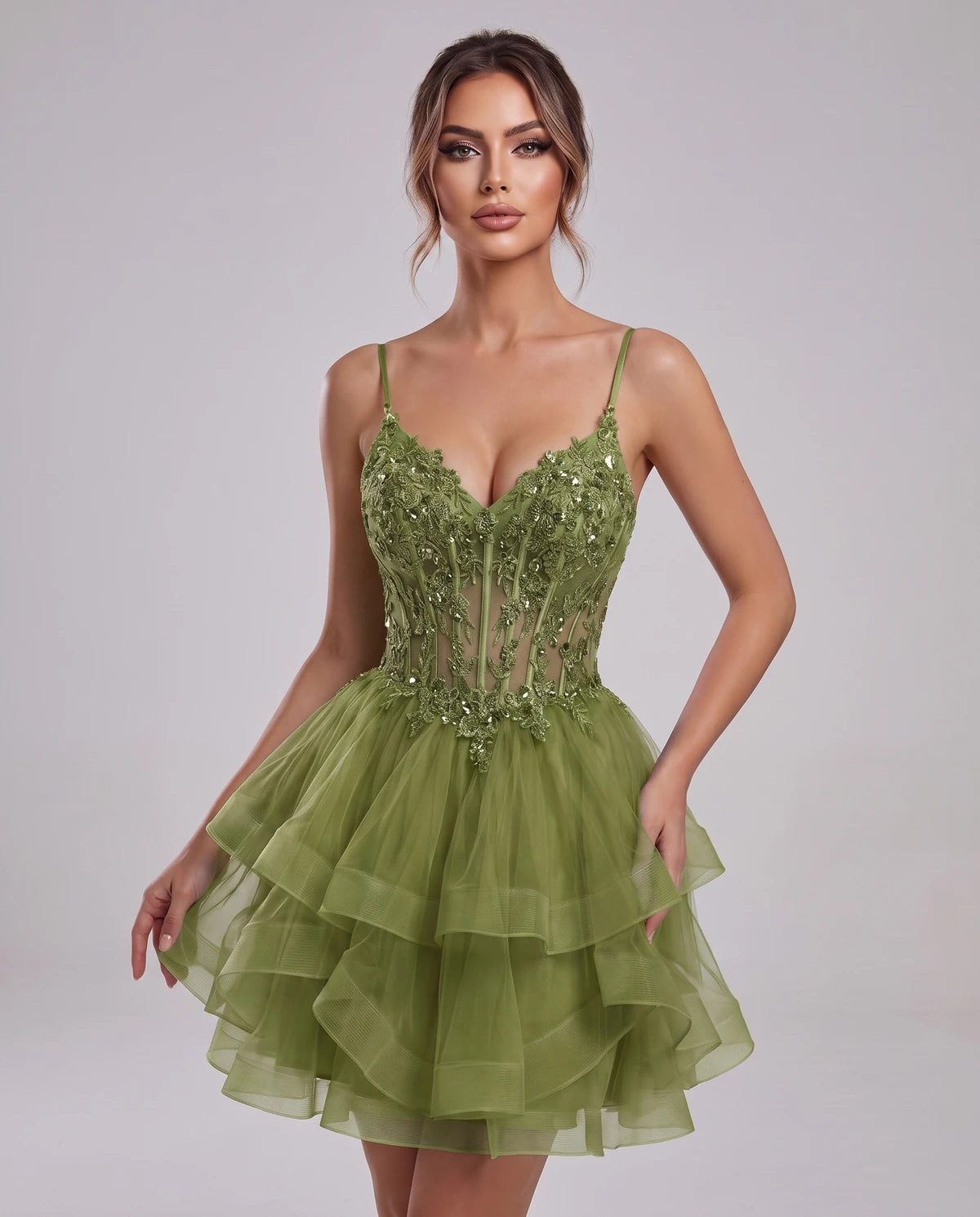 Carmela Mini Dress — Olive