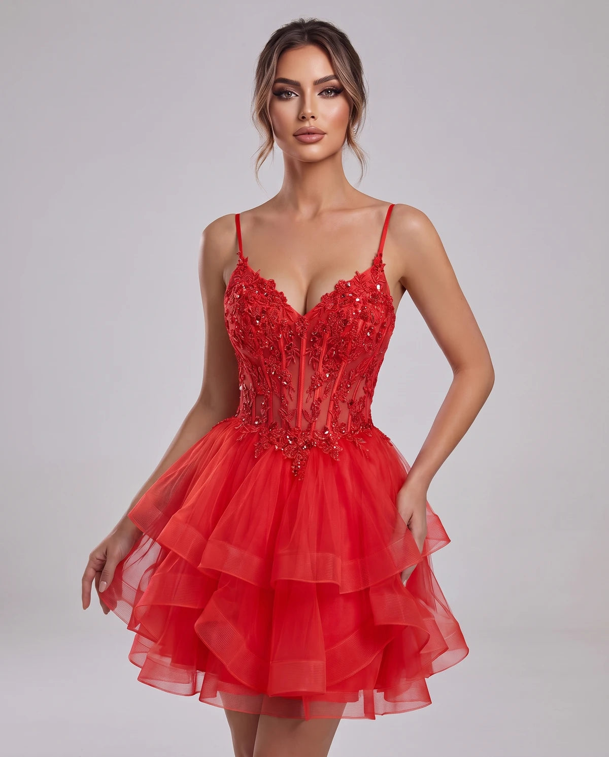 Carmela Mini Dress — Red