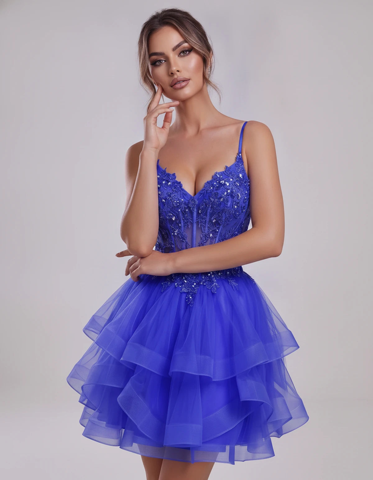 Carmela Mini Dress — Royal Blue | SKU: SD-66563-royalblue-2,SD-66563-royalblue-4,SD-66563-royalblue-6,SD-66563-royalblue-8,SD-66563-royalblue-10,SD-66563-royalblue-12,SD-66563-royalblue-14,SD-66563-royalblue-14W,SD-66563-royalblue-16,SD-66563-royalblue-16W,SD-66563-royalblue-18W,SD-66563-royalblue-20W,SD-66563-royalblue-22W,SD-66563-royalblue-24W