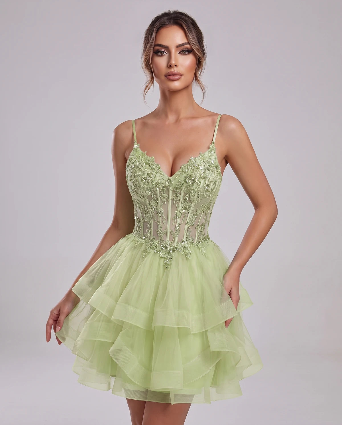 Carmela Mini Dress — Sage