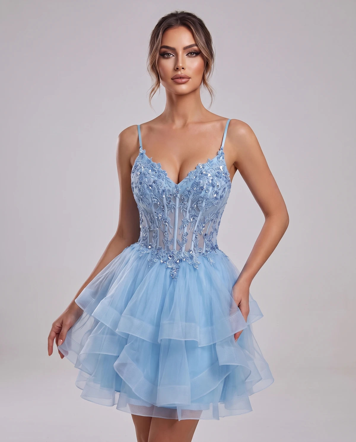 Carmela Mini Dress — Sky Blue