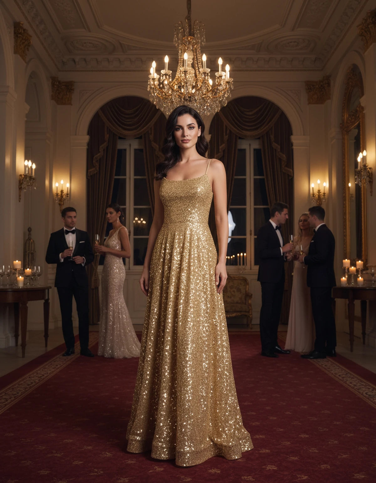 Castellane Maxi Dress — Gold | SKU: SD-84581-gold-2,SD-84581-gold-4,SD-84581-gold-6,SD-84581-gold-8,SD-84581-gold-10,SD-84581-gold-12,SD-84581-gold-14,SD-84581-gold-16,SD-84581-gold-16W,SD-84581-gold-18W,SD-84581-gold-20W,SD-84581-gold-22W