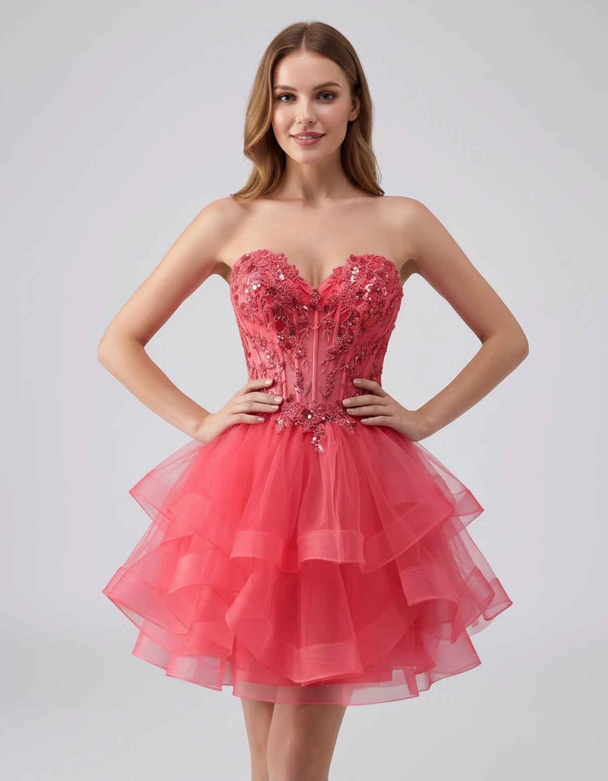 Cerelia Midi Dresses — Coral | SKU: SD-73258-coral-2,SD-73258-coral-4,SD-73258-coral-6,SD-73258-coral-8,SD-73258-coral-10,SD-73258-coral-12,SD-73258-coral-14,SD-73258-coral-14W,SD-73258-coral-16,SD-73258-coral-16W,SD-73258-coral-18W,SD-73258-coral-20W