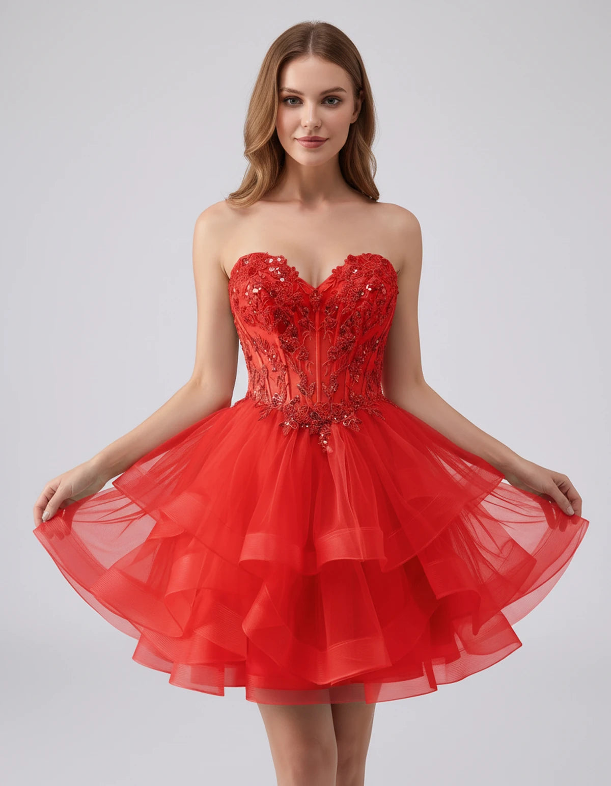 Cerelia Midi Dresses — Red | SKU: SD-73258-red-2,SD-73258-red-4,SD-73258-red-6,SD-73258-red-8,SD-73258-red-10,SD-73258-red-12,SD-73258-red-14,SD-73258-red-14W,SD-73258-red-16,SD-73258-red-16W,SD-73258-red-18W,SD-73258-red-20W