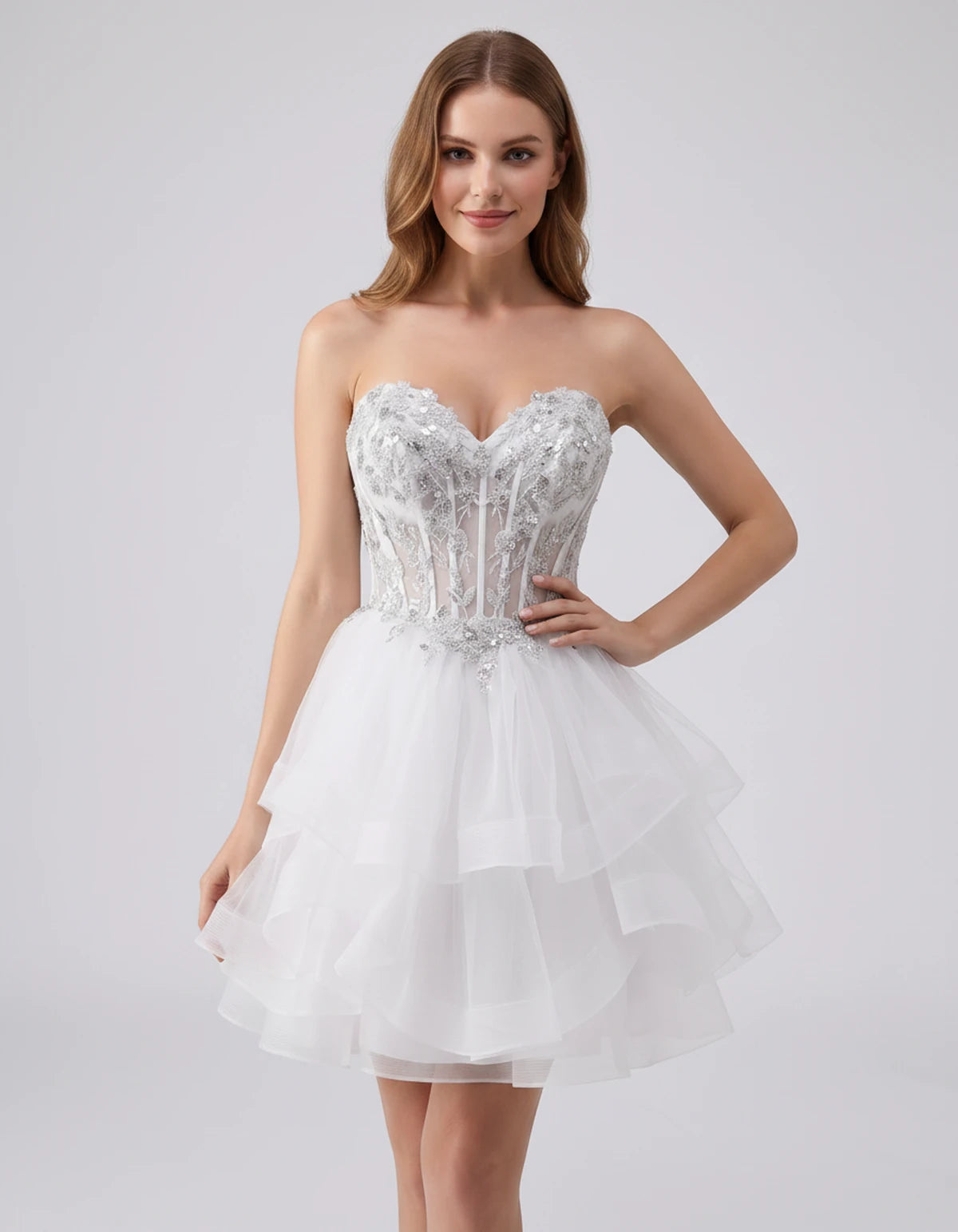 Cerelia Midi Dresses — White | SKU: SD-73258-white-2,SD-73258-white-4,SD-73258-white-6,SD-73258-white-8,SD-73258-white-10,SD-73258-white-12,SD-73258-white-14,SD-73258-white-14W,SD-73258-white-16,SD-73258-white-16W,SD-73258-white-18W,SD-73258-white-20W