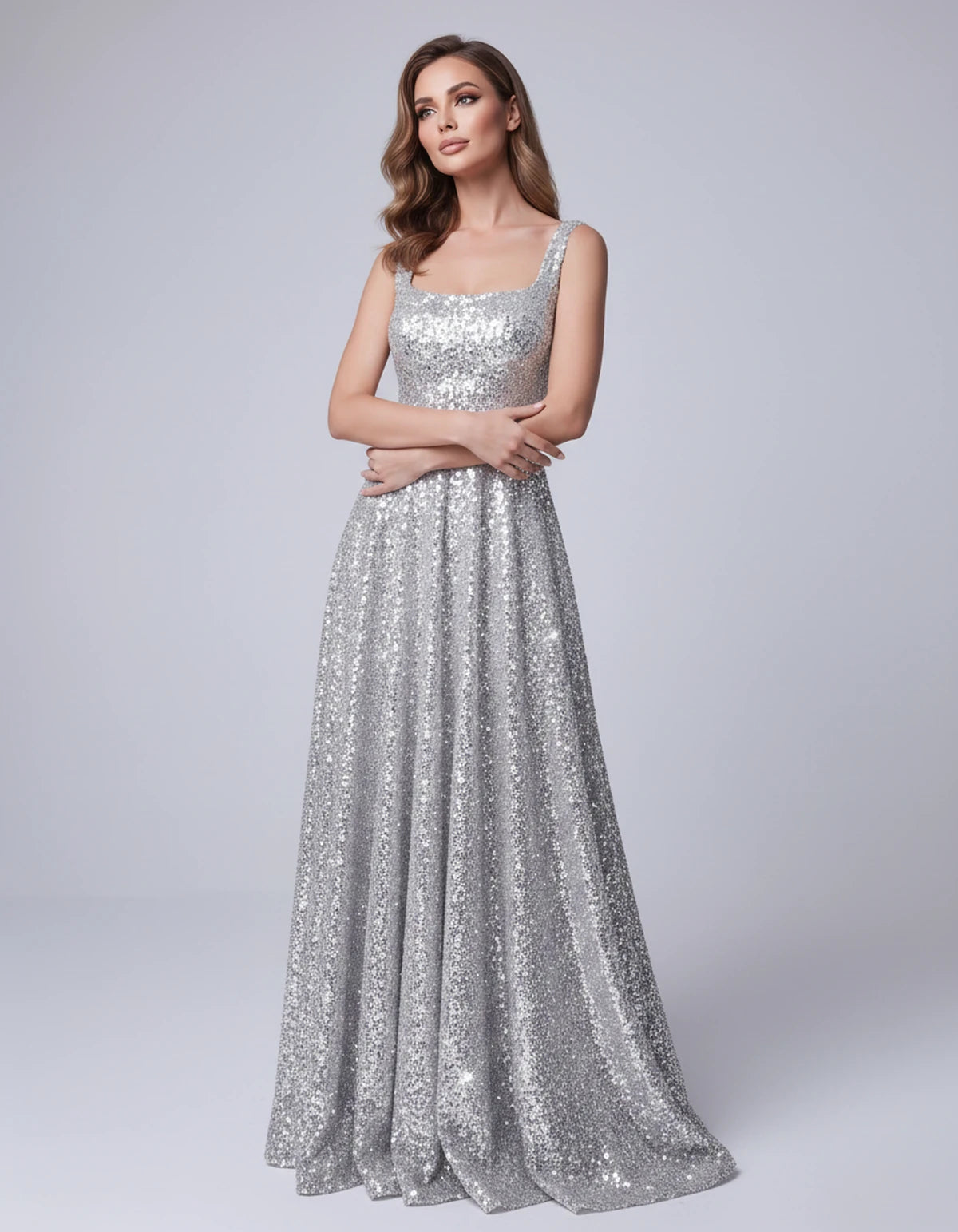 Cerise Maxi Dress — Silver | SKU: SD-37869-silver-2,SD-37869-silver-4,SD-37869-silver-6,SD-37869-silver-8,SD-37869-silver-10,SD-37869-silver-12,SD-37869-silver-14,SD-37869-silver-16,SD-37869-silver-16W,SD-37869-silver-18W,SD-37869-silver-20W