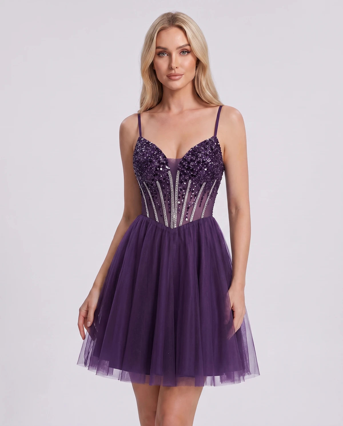 Charlise Mini Dress — Grape