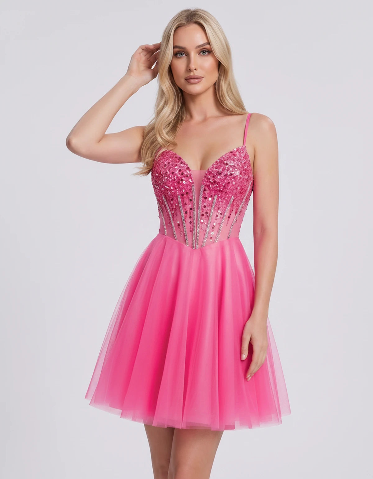 Charlise Mini Dress — Hot Pink | SKU: SD-81155-hotpink-2,SD-81155-hotpink-4,SD-81155-hotpink-6,SD-81155-hotpink-8,SD-81155-hotpink-10,SD-81155-hotpink-12,SD-81155-hotpink-14,SD-81155-hotpink-16,SD-81155-hotpink-16W,SD-81155-hotpink-18W,SD-81155-hotpink-20W,SD-81155-hotpink-22W