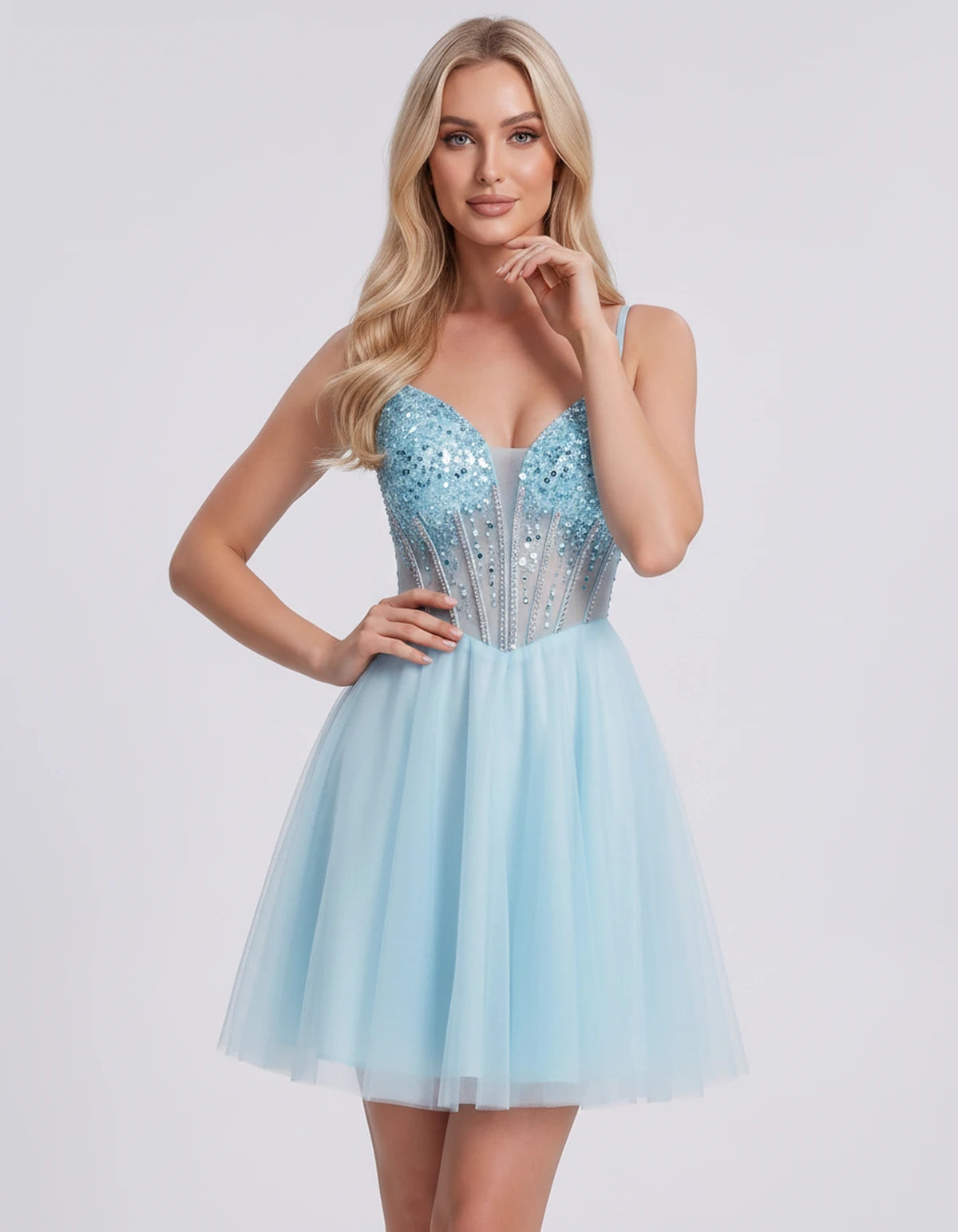 Charlise Mini Dress — Light Blue | SKU: SD-81155-lightblue-2,SD-81155-lightblue-4,SD-81155-lightblue-6,SD-81155-lightblue-8,SD-81155-lightblue-10,SD-81155-lightblue-12,SD-81155-lightblue-14,SD-81155-lightblue-16,SD-81155-lightblue-16W,SD-81155-lightblue-18W,SD-81155-lightblue-20W,SD-81155-lightblue-22W