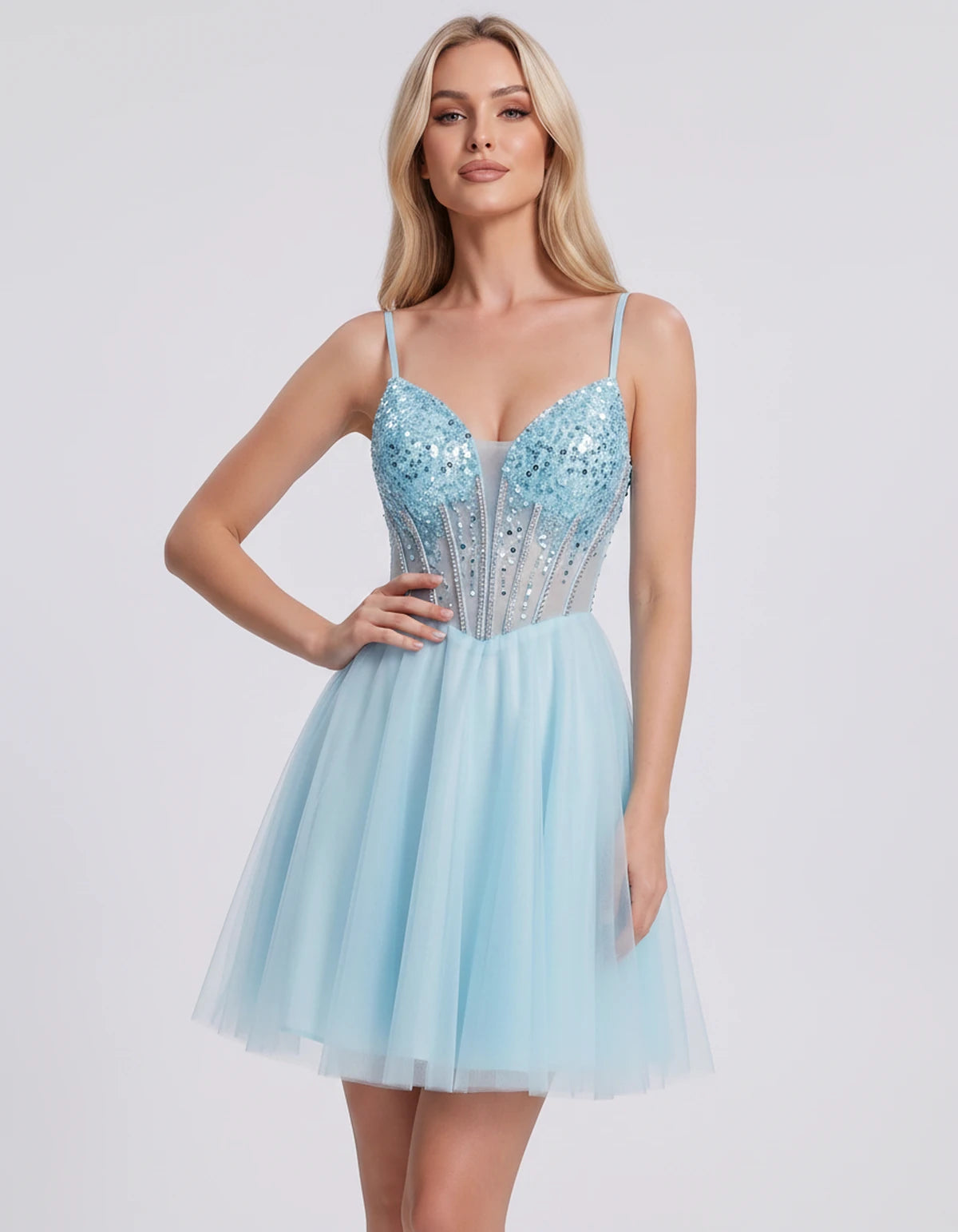 Charlise Mini Dress — Light Blue | SKU: SD-81155-lightblue-2,SD-81155-lightblue-4,SD-81155-lightblue-6,SD-81155-lightblue-8,SD-81155-lightblue-10,SD-81155-lightblue-12,SD-81155-lightblue-14,SD-81155-lightblue-16,SD-81155-lightblue-16W,SD-81155-lightblue-18W,SD-81155-lightblue-20W,SD-81155-lightblue-22W