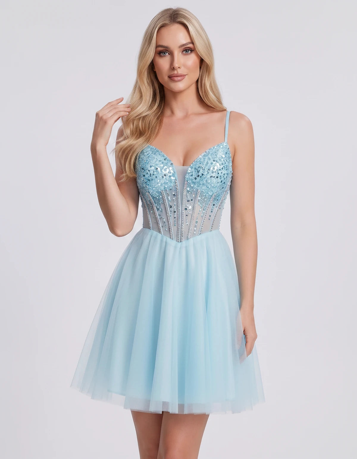 Charlise Mini Dress — Light Blue | SKU: SD-81155-lightblue-2,SD-81155-lightblue-4,SD-81155-lightblue-6,SD-81155-lightblue-8,SD-81155-lightblue-10,SD-81155-lightblue-12,SD-81155-lightblue-14,SD-81155-lightblue-16,SD-81155-lightblue-16W,SD-81155-lightblue-18W,SD-81155-lightblue-20W,SD-81155-lightblue-22W