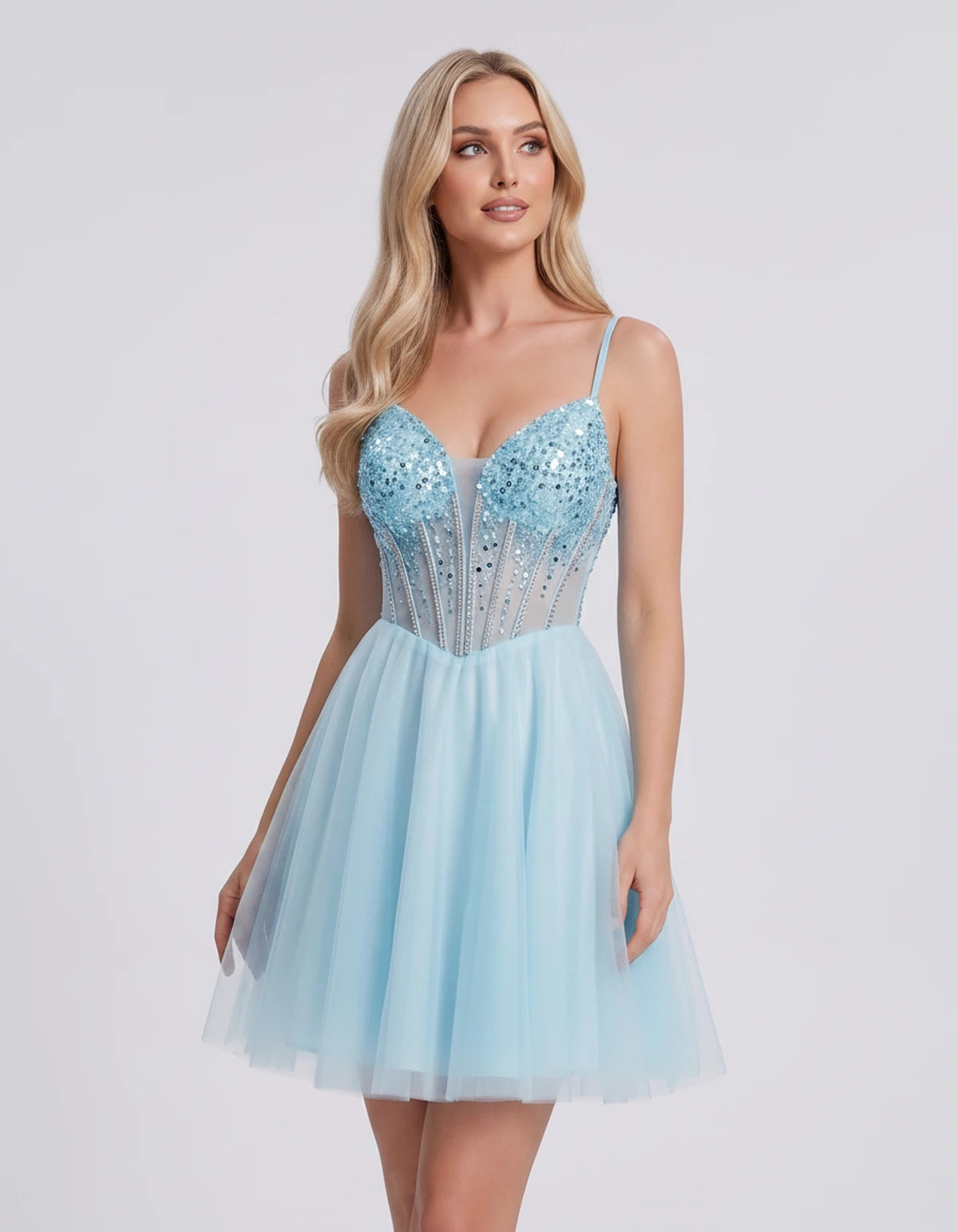 Charlise Mini Dress — Light Blue | SKU: SD-81155-lightblue-2,SD-81155-lightblue-4,SD-81155-lightblue-6,SD-81155-lightblue-8,SD-81155-lightblue-10,SD-81155-lightblue-12,SD-81155-lightblue-14,SD-81155-lightblue-16,SD-81155-lightblue-16W,SD-81155-lightblue-18W,SD-81155-lightblue-20W,SD-81155-lightblue-22W