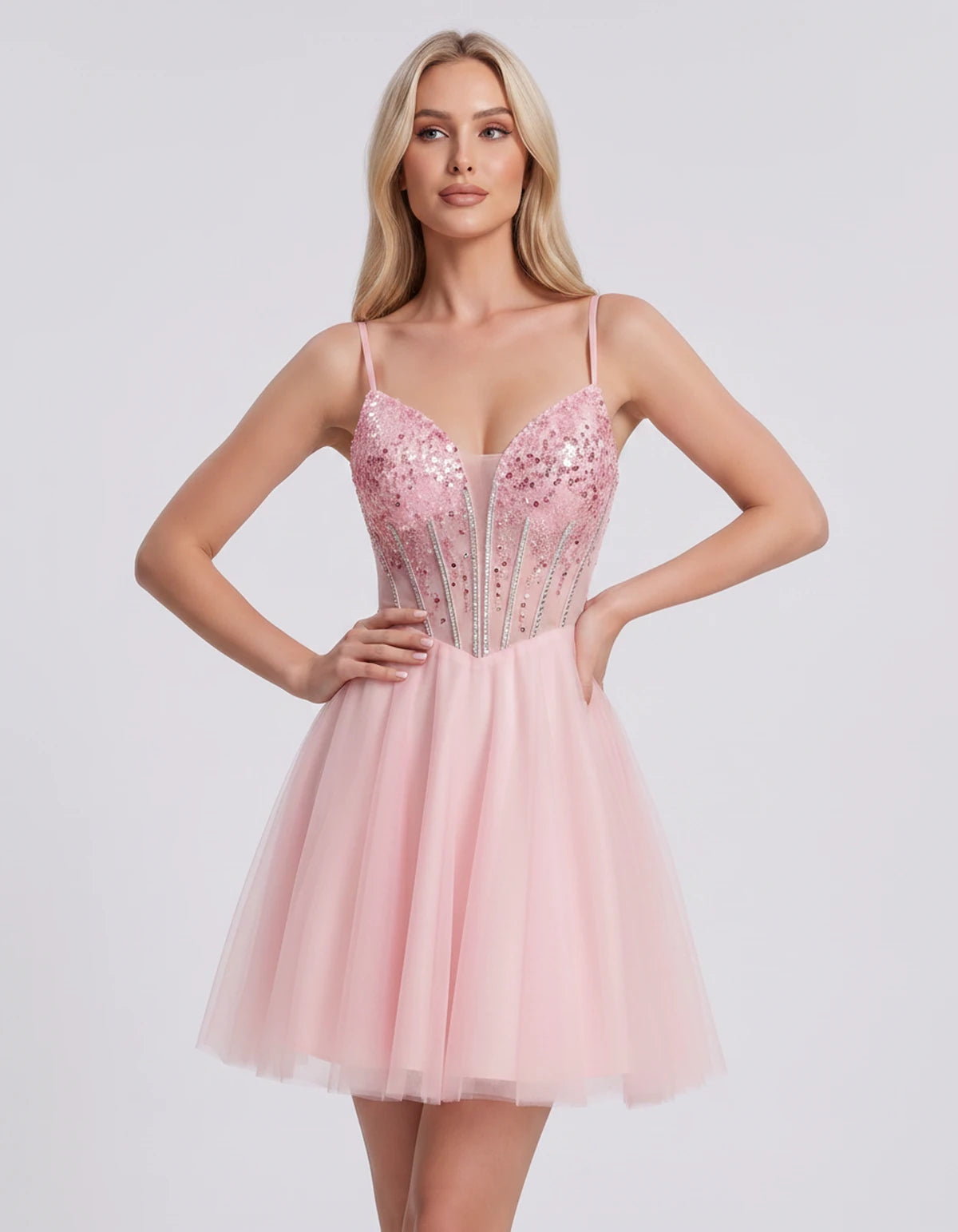 Charlise Mini Dress — Pink | SKU: SD-81155-pink-2,SD-81155-pink-4,SD-81155-pink-6,SD-81155-pink-8,SD-81155-pink-10,SD-81155-pink-12,SD-81155-pink-14,SD-81155-pink-16,SD-81155-pink-16W,SD-81155-pink-18W,SD-81155-pink-20W,SD-81155-pink-22W