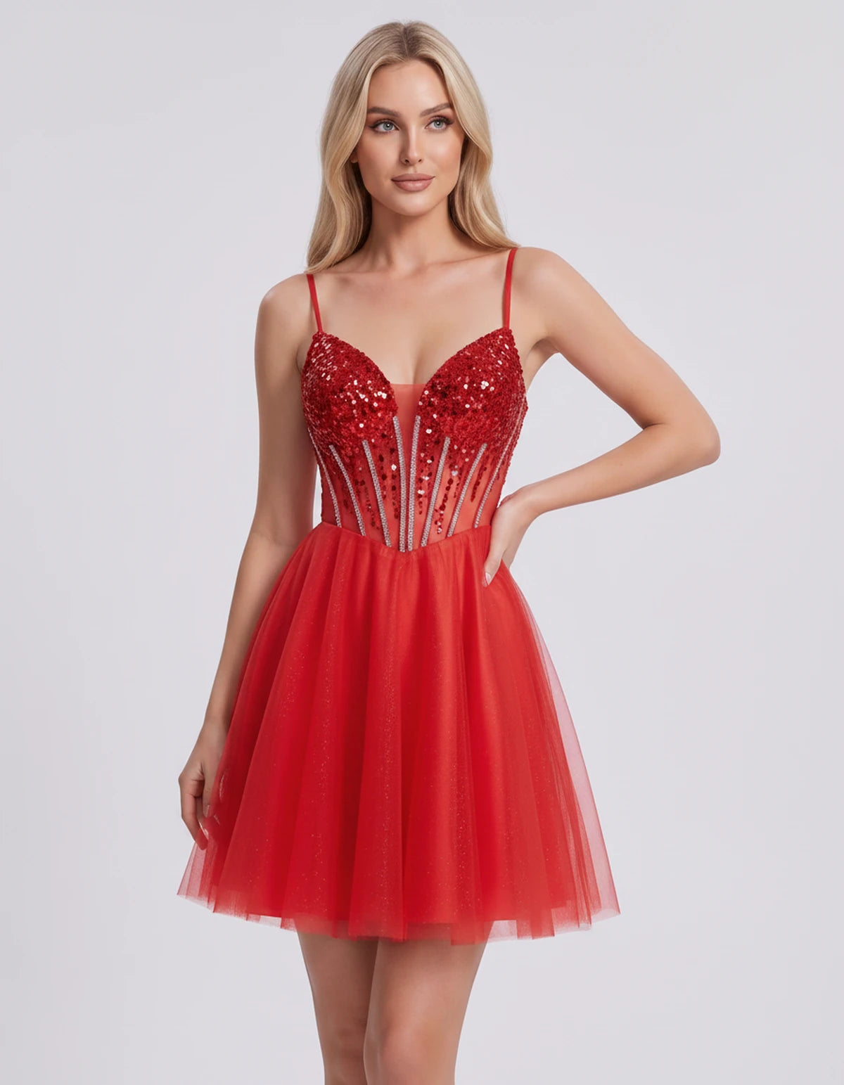Charlise Mini Dress — Red | SKU: SD-81155-red-2,SD-81155-red-4,SD-81155-red-6,SD-81155-red-8,SD-81155-red-10,SD-81155-red-12,SD-81155-red-14,SD-81155-red-16,SD-81155-red-16W,SD-81155-red-18W,SD-81155-red-20W,SD-81155-red-22W