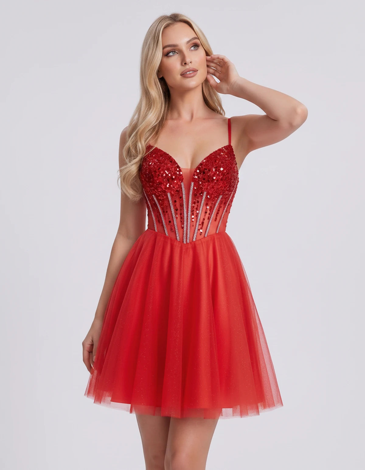 Charlise Mini Dress — Red | SKU: SD-81155-red-2,SD-81155-red-4,SD-81155-red-6,SD-81155-red-8,SD-81155-red-10,SD-81155-red-12,SD-81155-red-14,SD-81155-red-16,SD-81155-red-16W,SD-81155-red-18W,SD-81155-red-20W,SD-81155-red-22W