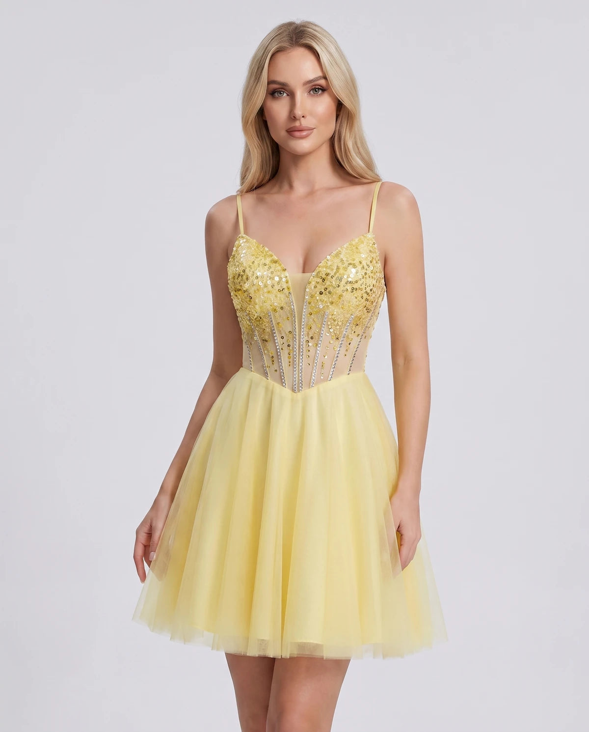 Charlise Mini Dress — Yellow
