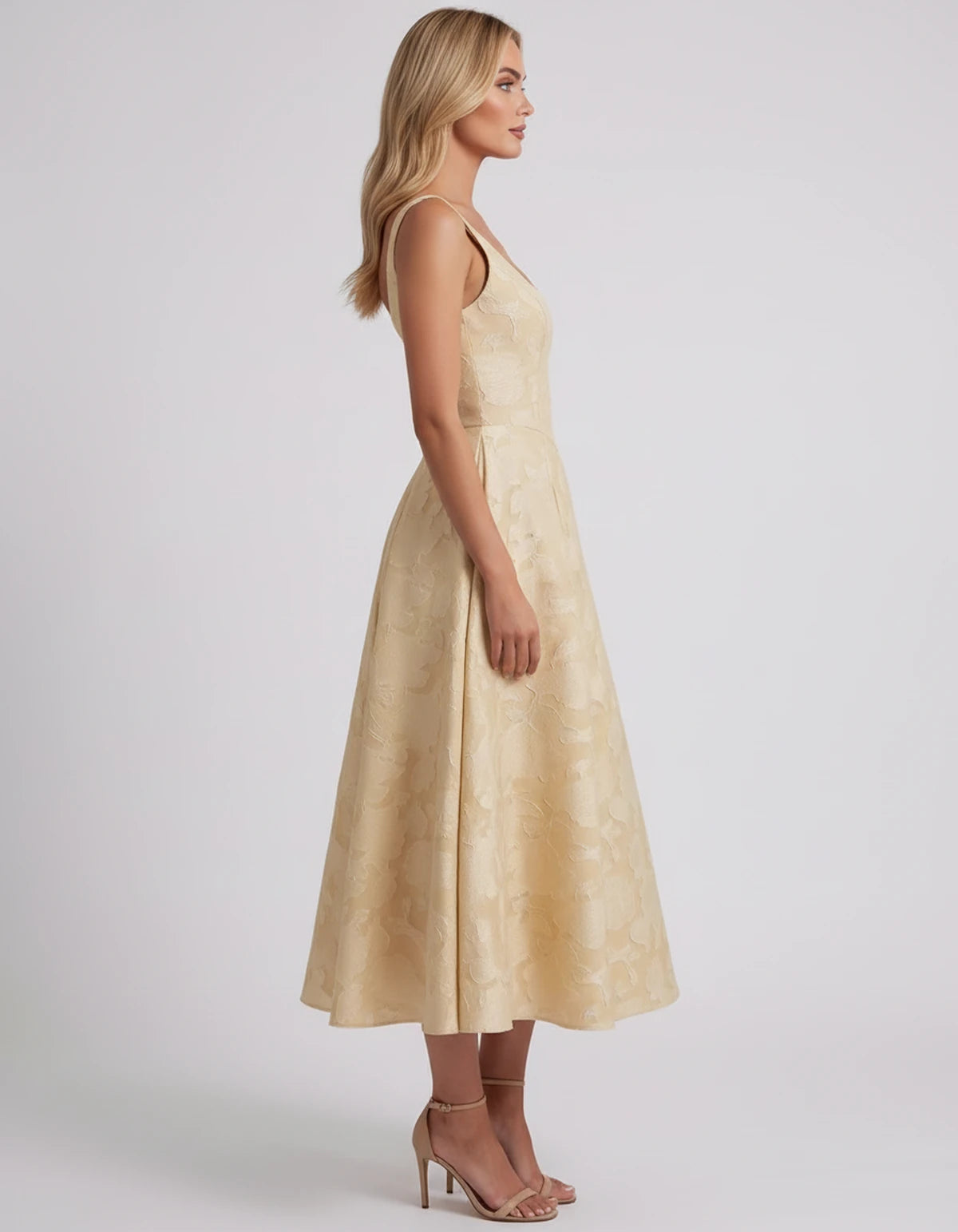 Charmaine Midi Dresses — Champagne | SKU: SD-65596-champagne-2,SD-65596-champagne-4,SD-65596-champagne-6,SD-65596-champagne-8,SD-65596-champagne-10,SD-65596-champagne-12,SD-65596-champagne-14,SD-65596-champagne-16,SD-65596-champagne-16W,SD-65596-champagne-18W,SD-65596-champagne-20W,SD-65596-champagne-22W