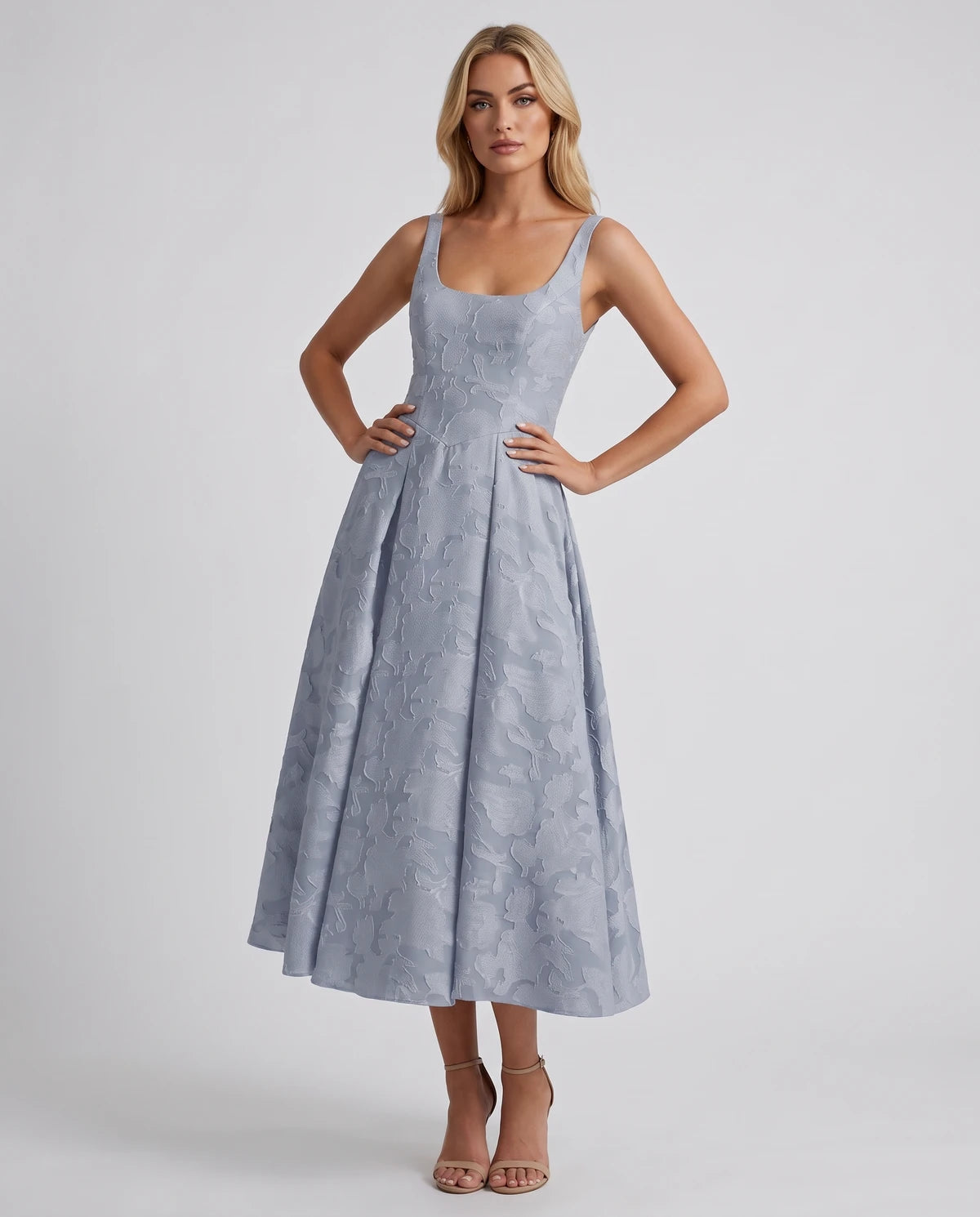 Charmaine Midi Dresses — Dusty Blue